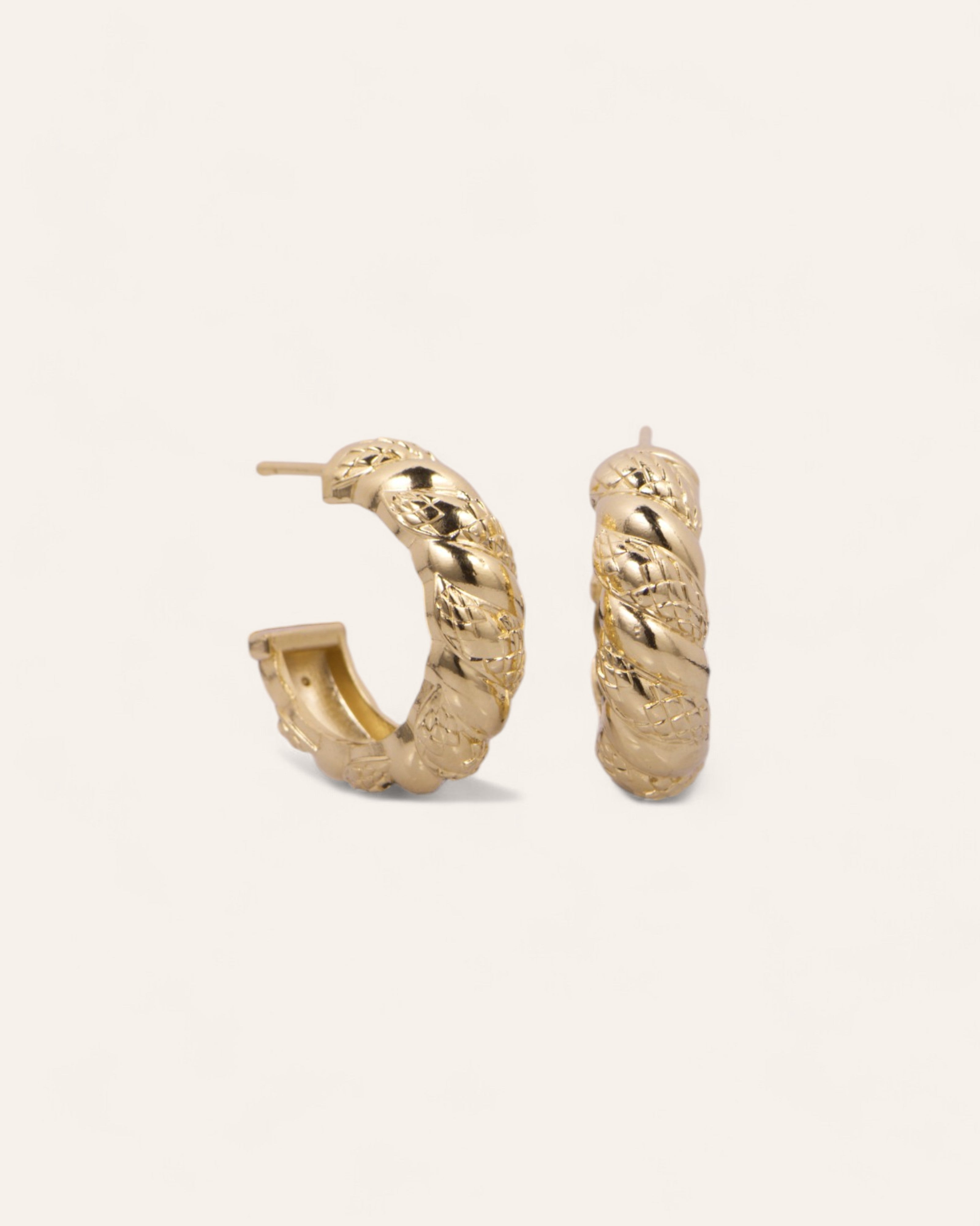 Créoles Tressées Serpent Adélaïde Doré à l'Or Fin 24ct