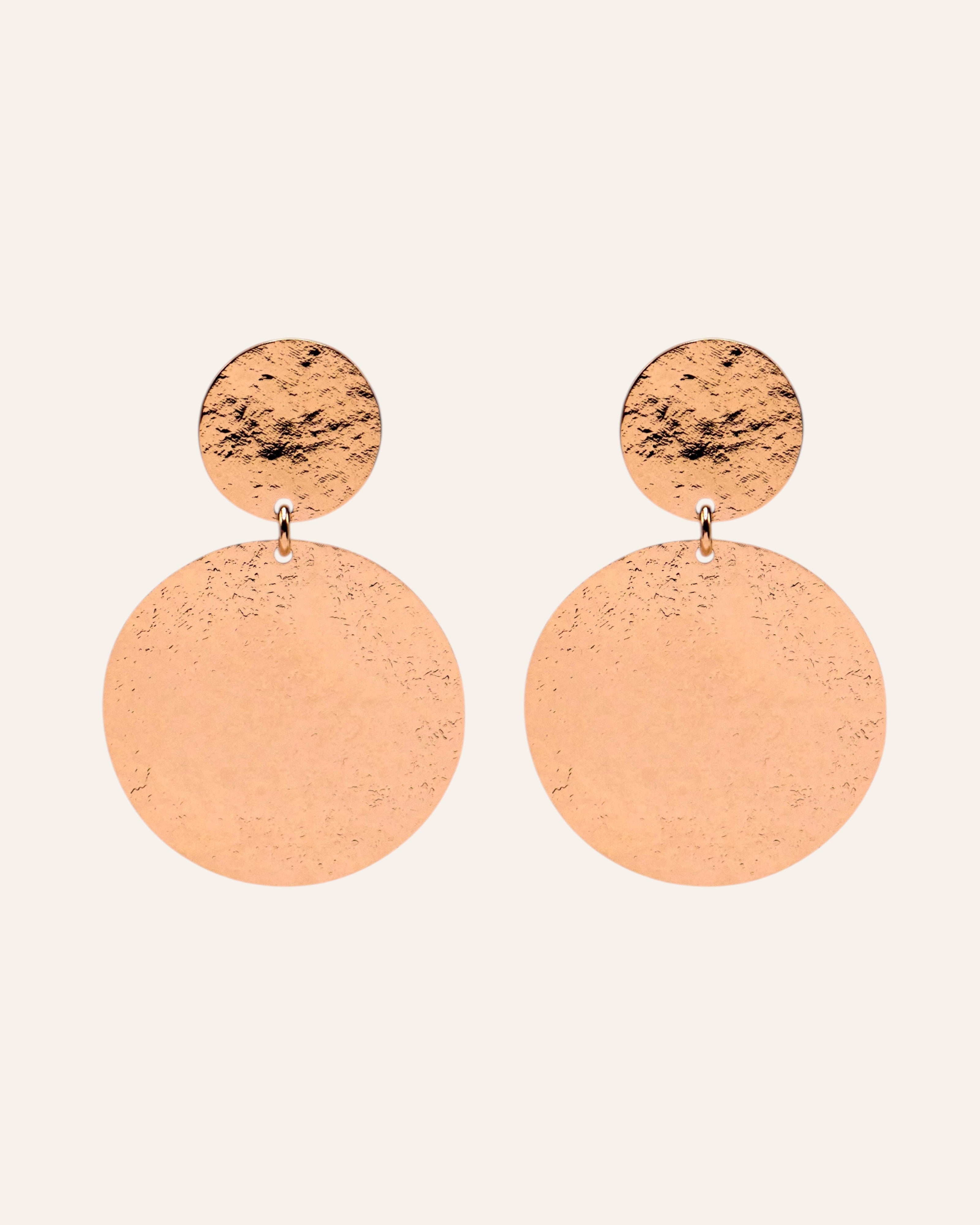 Aglaia large hammered gold-plated brass drop earrings, 4.7cm length.