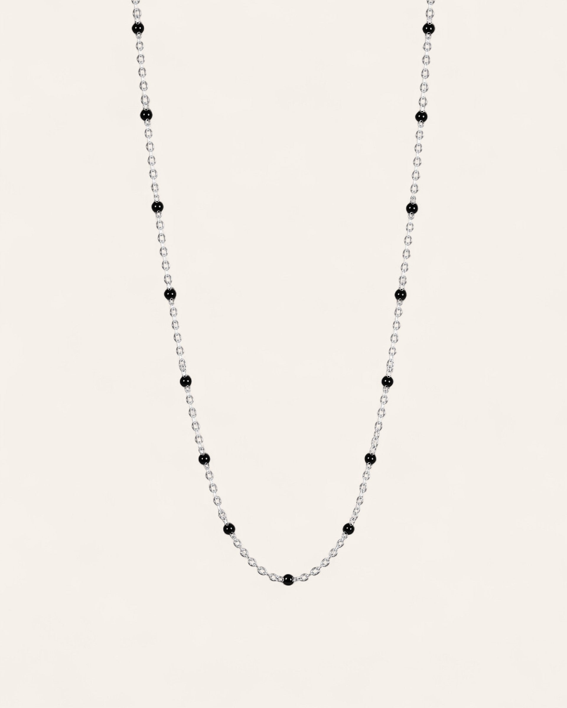 Aglaia Malia necklace in sterling silver 925 with black enamel beads, 38cm + 5cm adjustable chain.