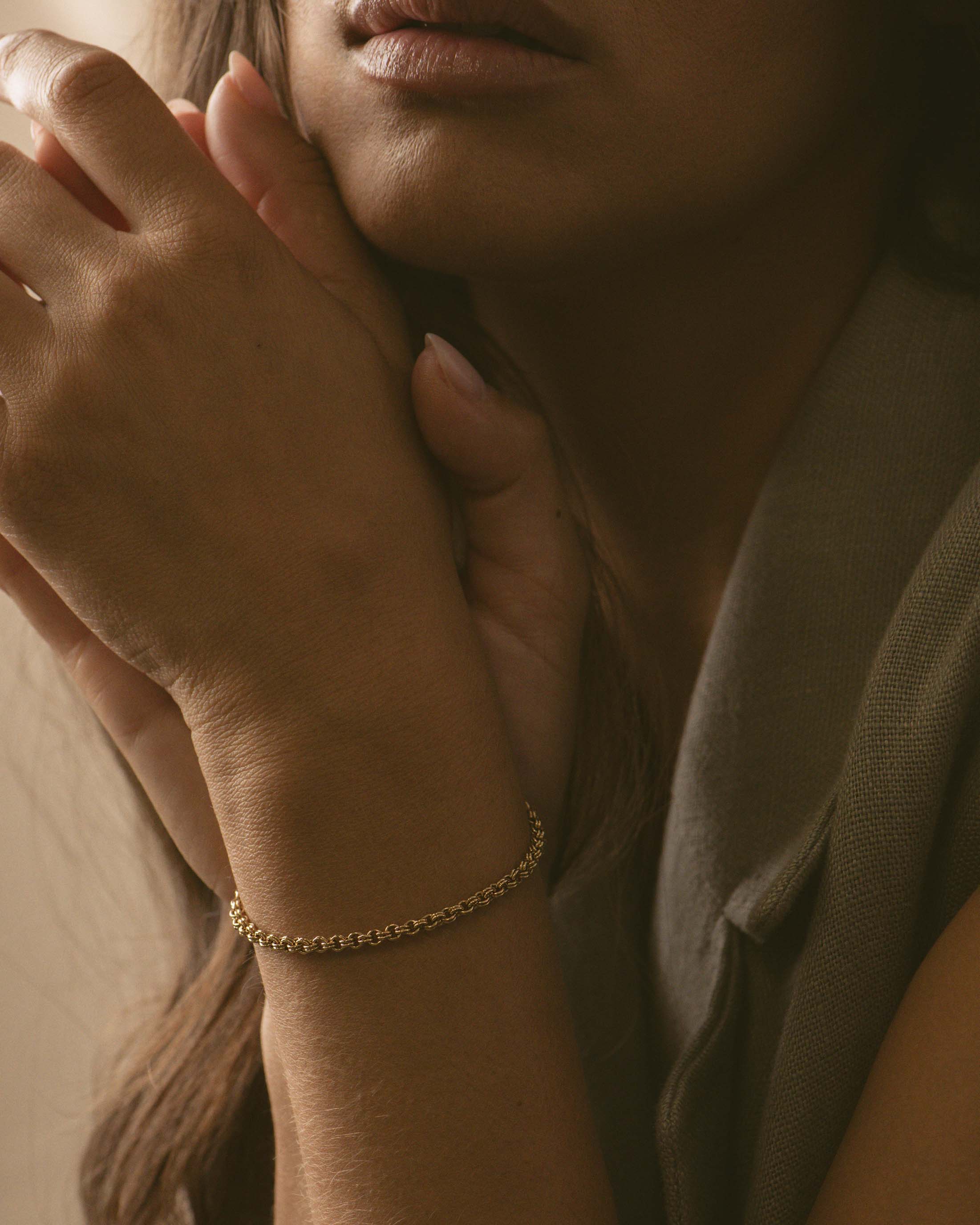 Forçat chain bracelet with round links, 18-carat (3-micron) gold-plated, made in France.