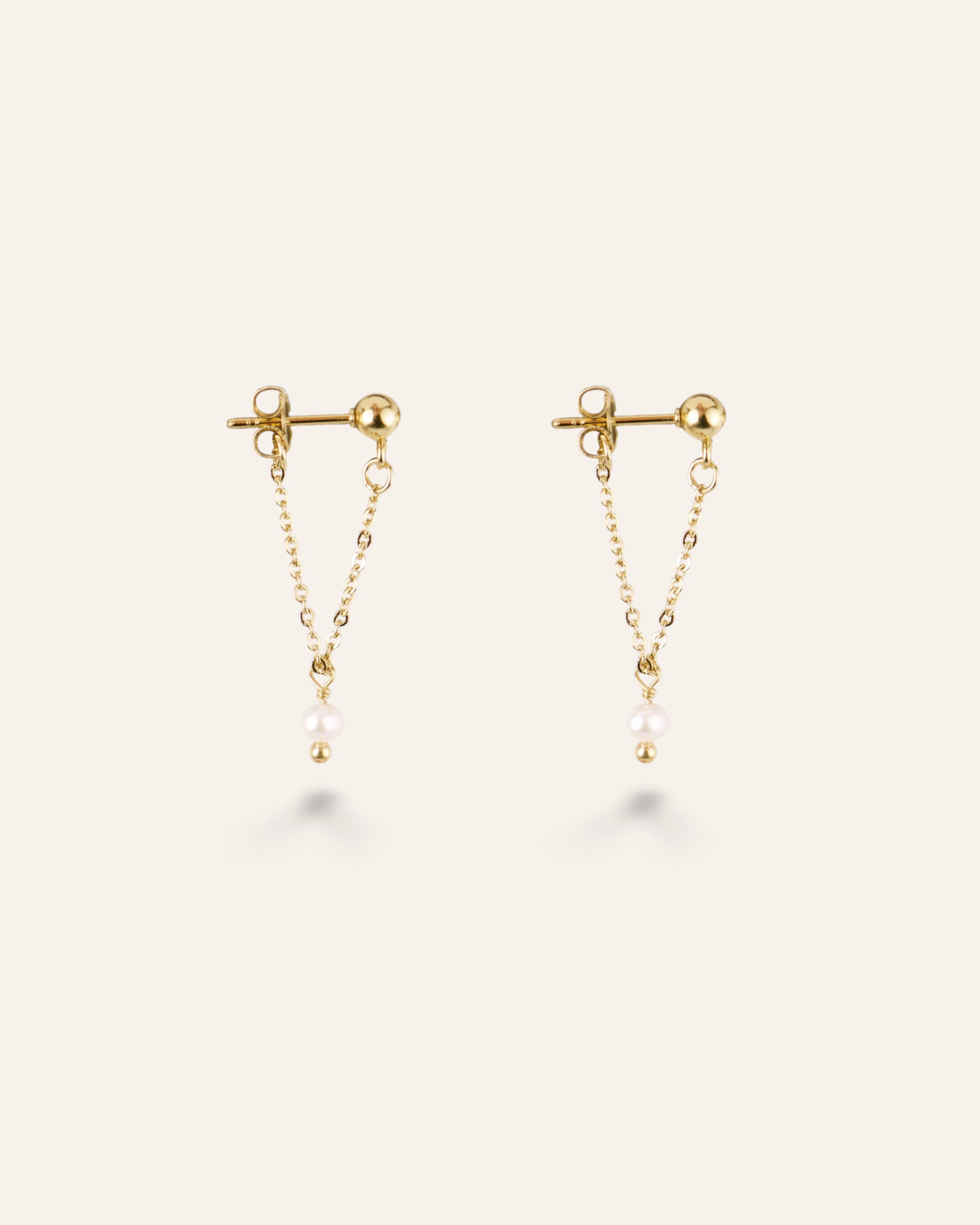 Boucles d'oreilles Chaînette Zoé Plaqué Or 18ct / Perle