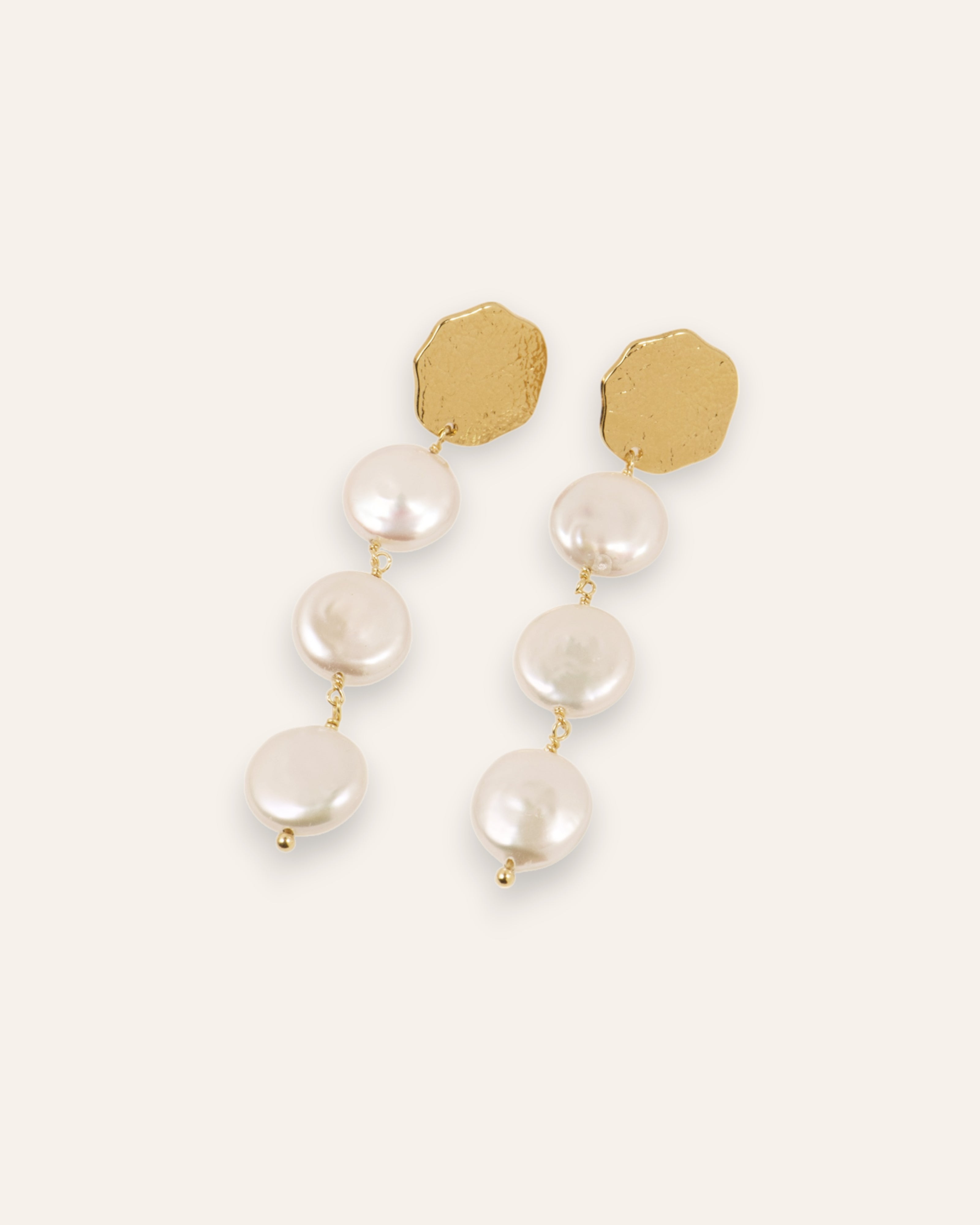 Boucles d'oreilles Pendantes Lilly Doré à l'Or Fin 24ct / Perle