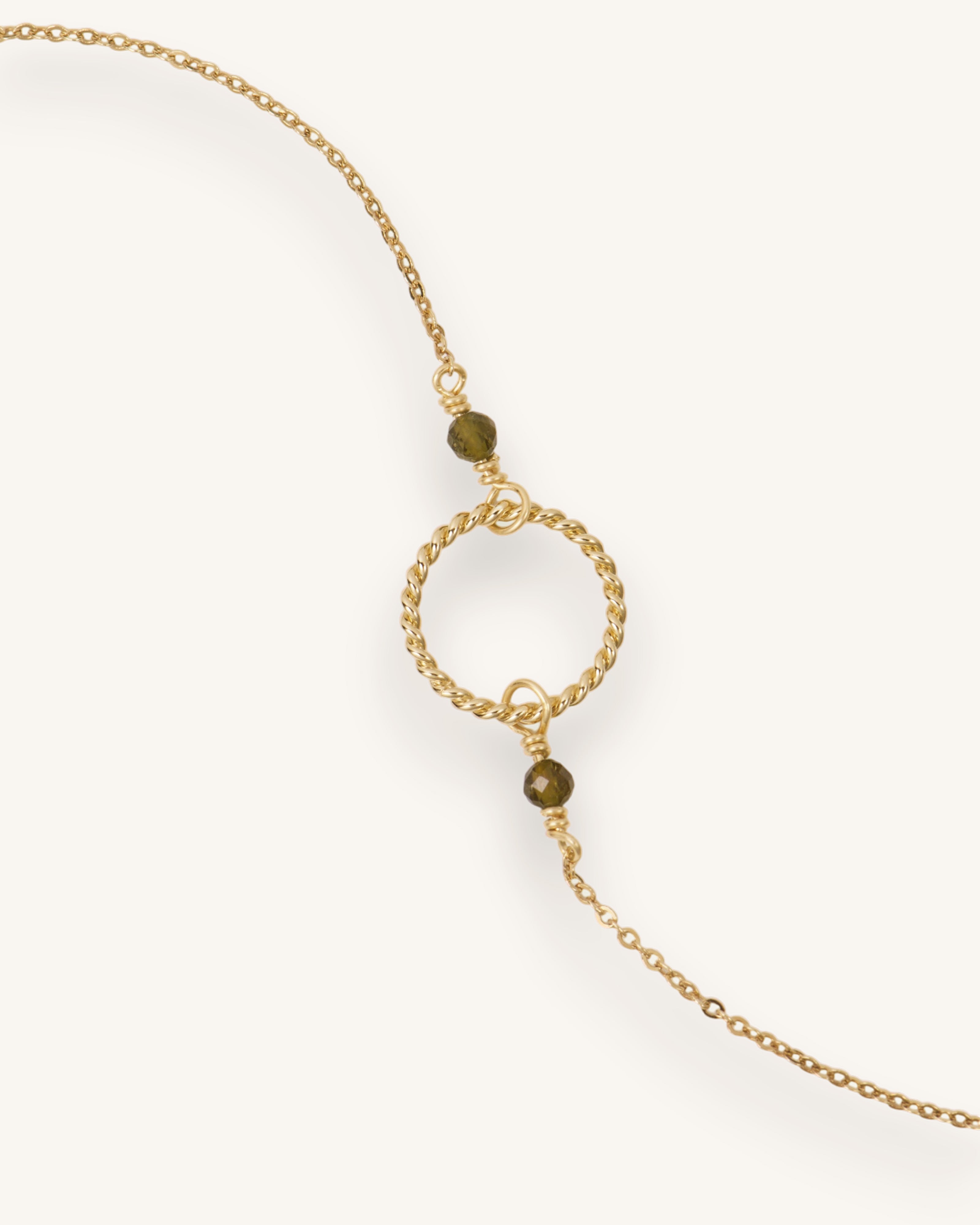 Alice Ring Bracelet 18k Gold Plated / Green Tourmaline