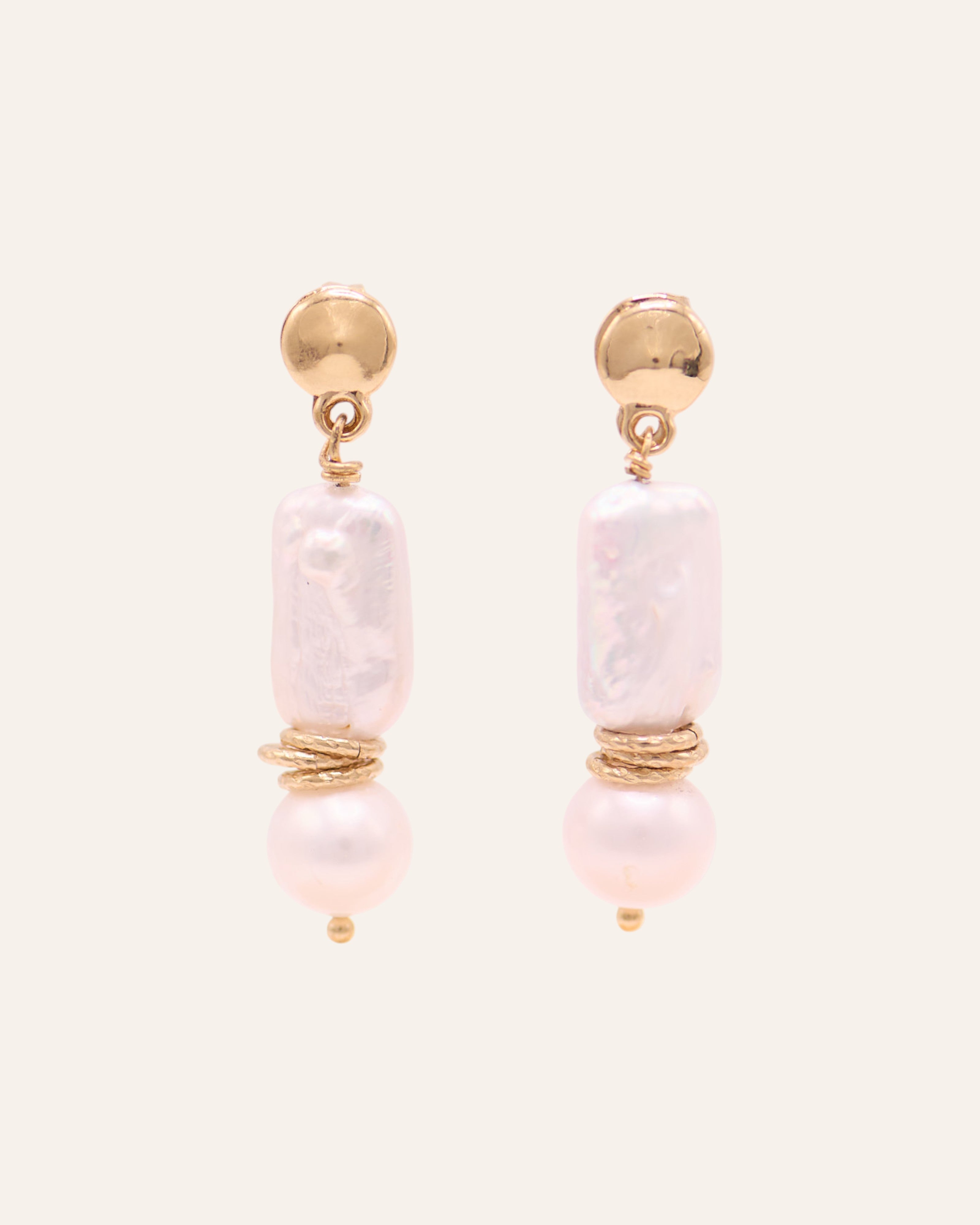 Boucles d'oreilles Perles Ellis Doré à l'Or Fin 24ct / Perle