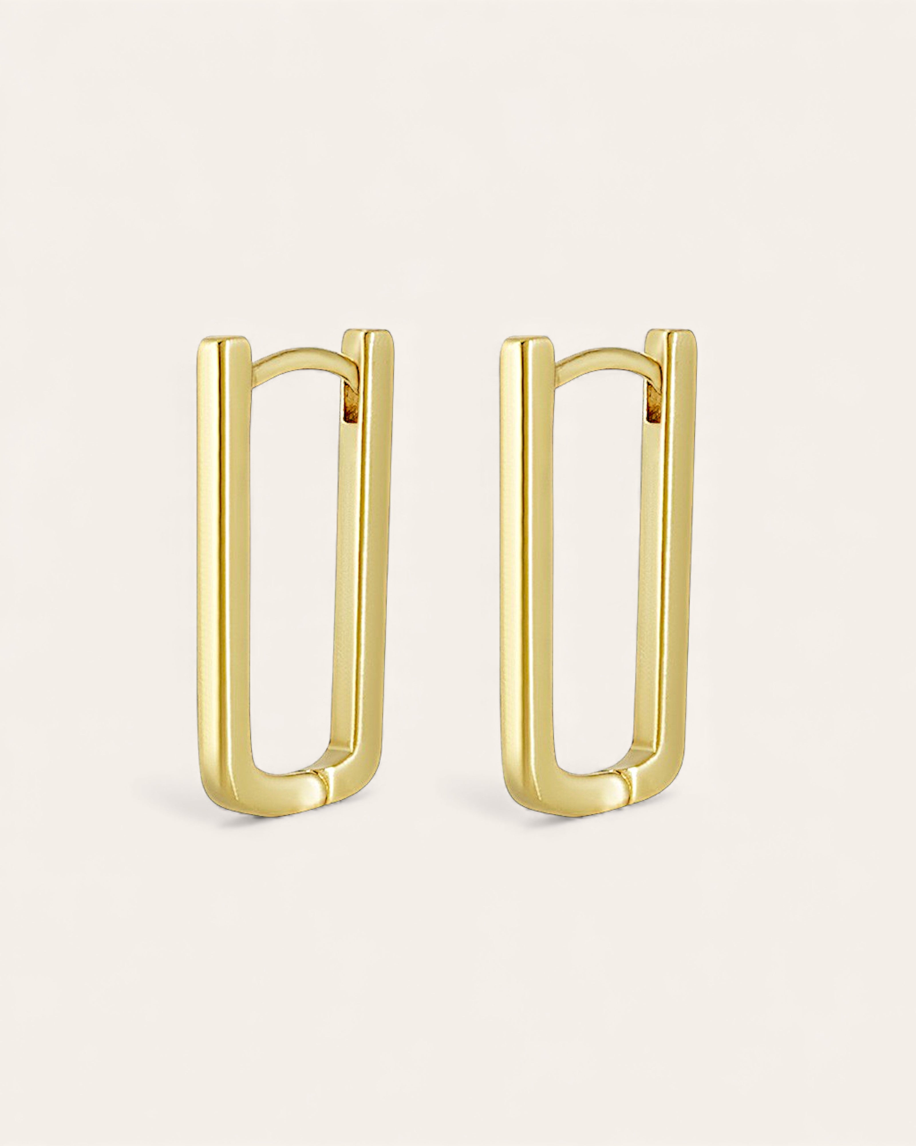 Boucles d'oreilles Rectangles Adam Doré à l'Or Fin 24ct