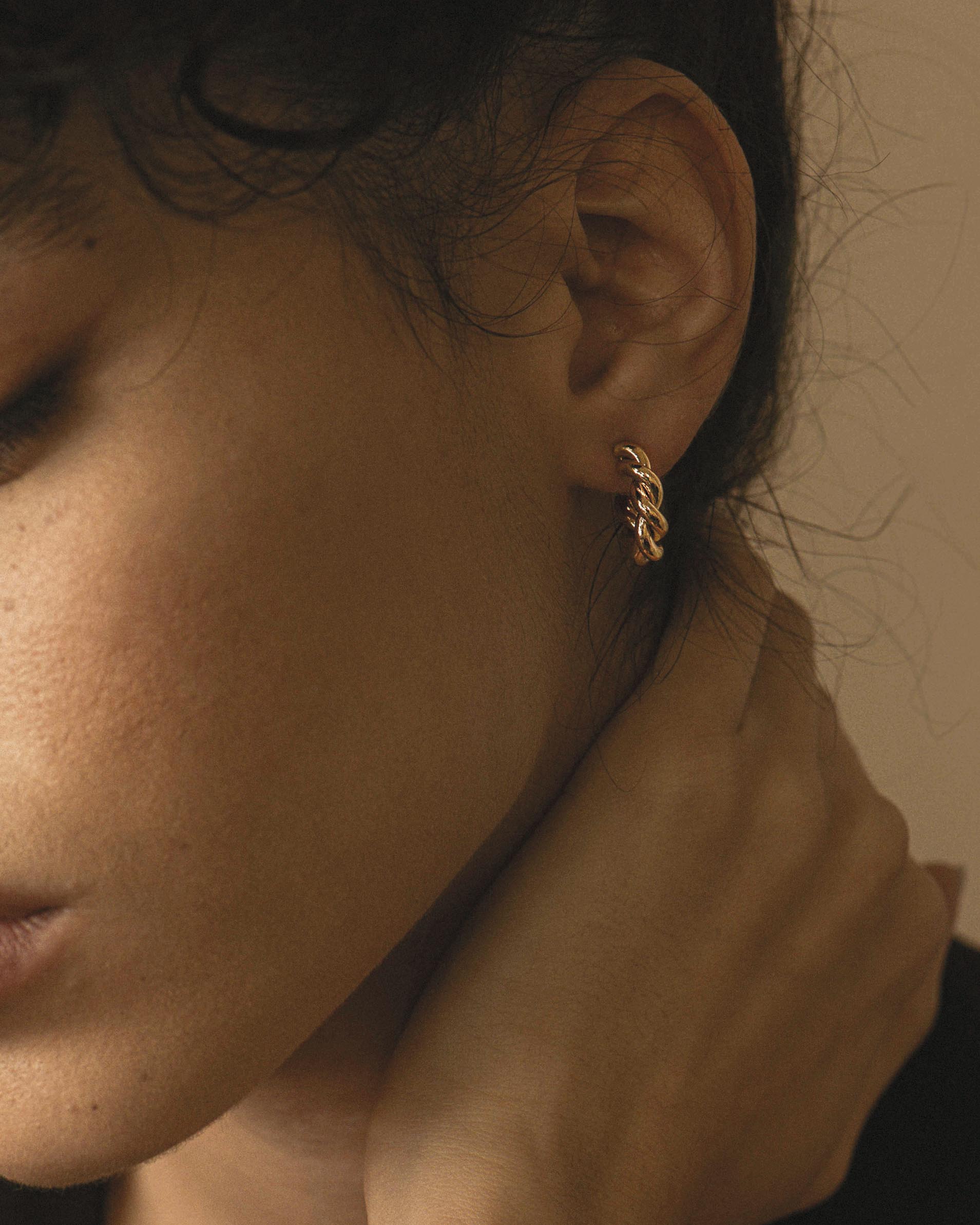Twisted hoops, 3-micron gold-plated, made in France.