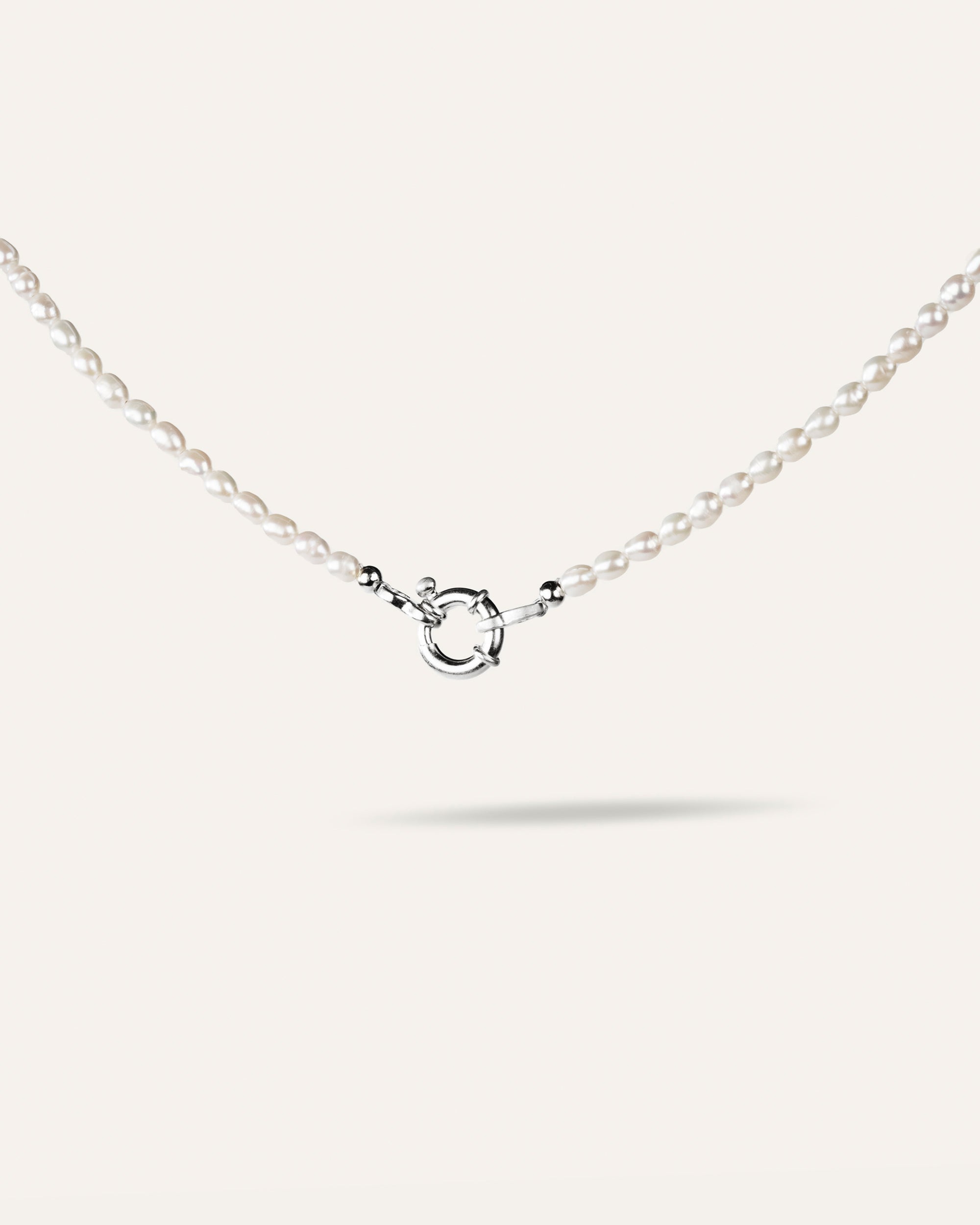 Collar Cierre Adele Plata de Ley 925 / Perla