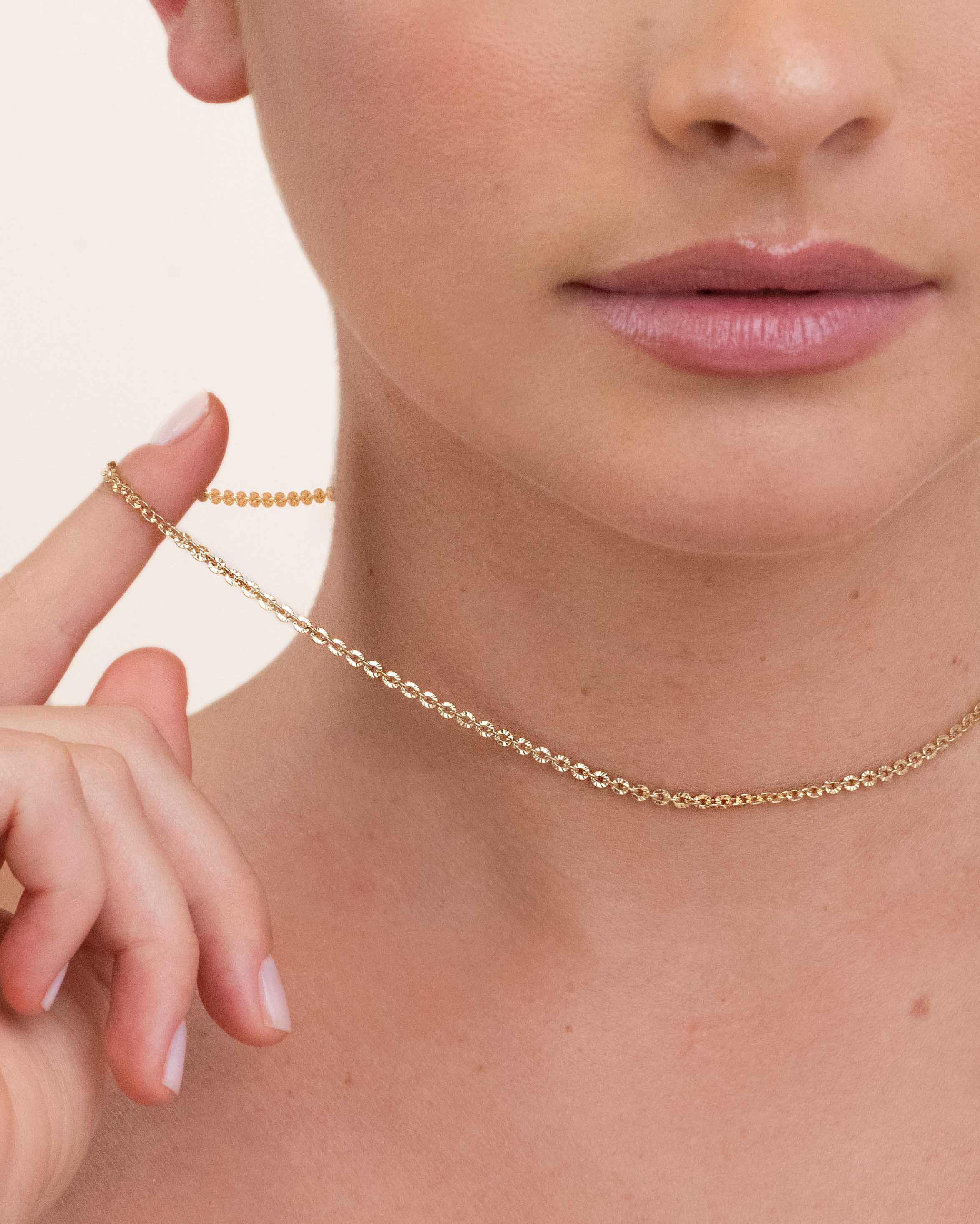 Collar ético de eslabones «sol», chapado en oro (3 micras), fabricado en Francia.