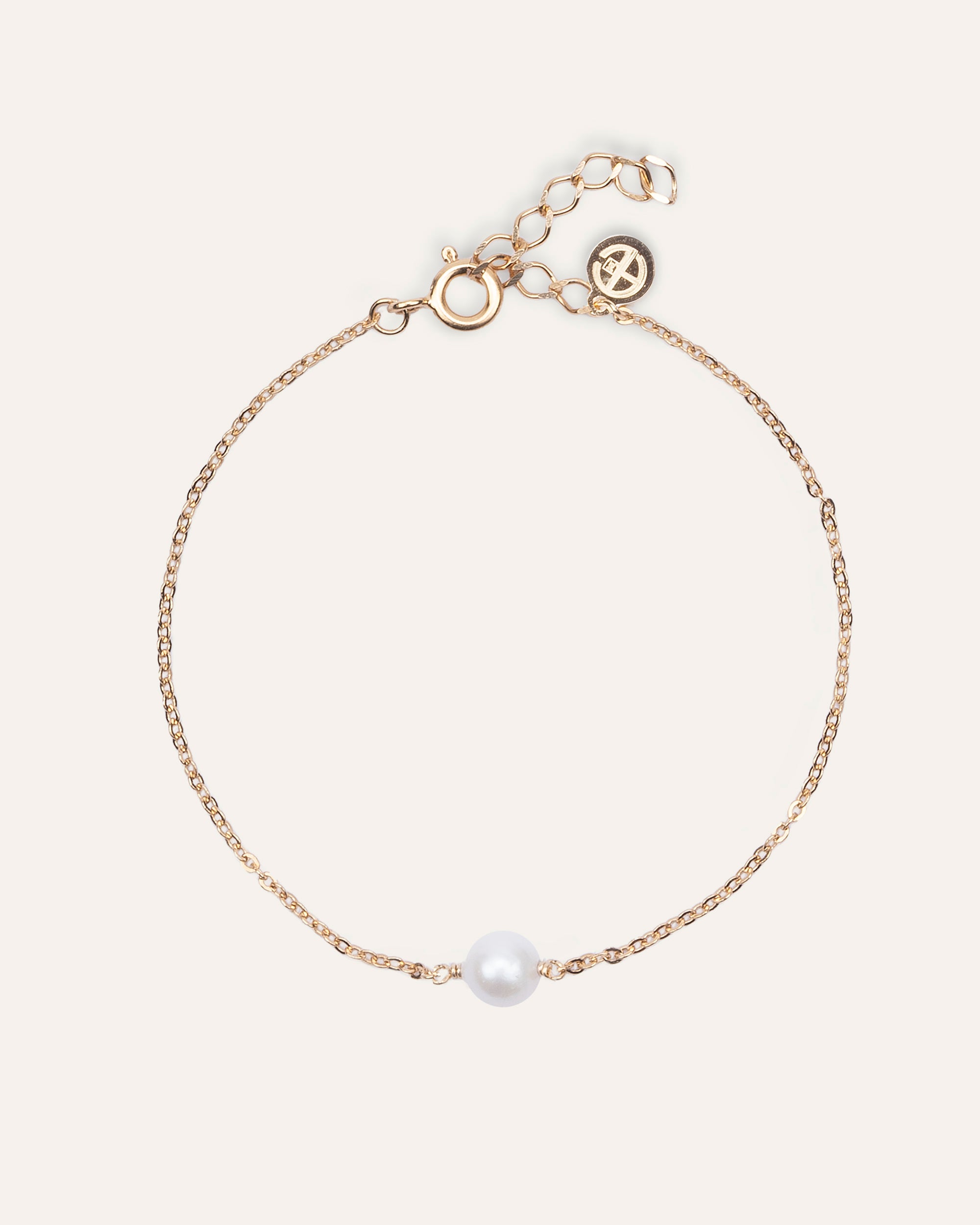 Bracciale Catena Forzatina Eleganza Placcato Oro 18ct / Perla