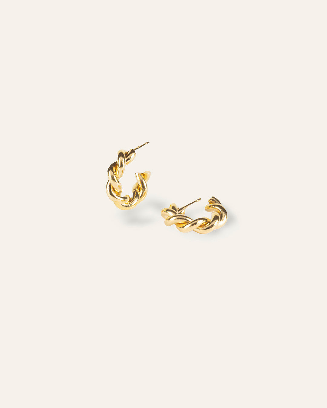 Twisted hoops, 3-micron gold-plated, made in France.
