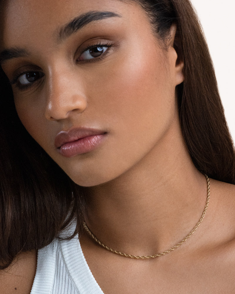 Nachhaltige Kordelketten-Collier, vergoldet (3 Mikron), made in France.