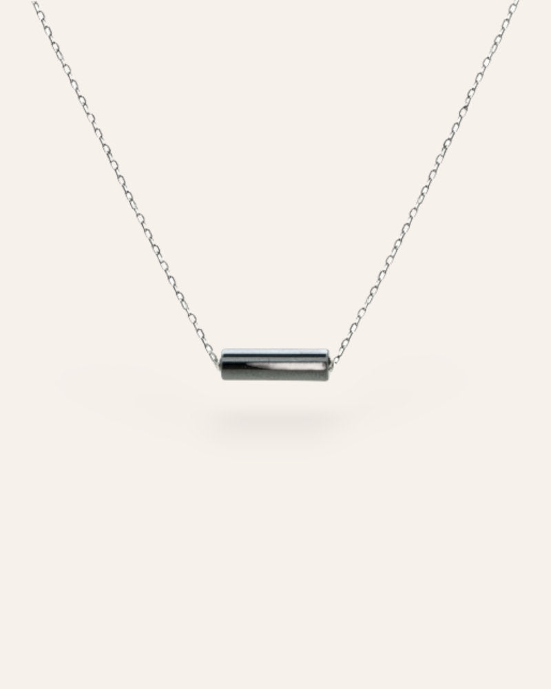 Collier Plaqué Argent Avec Pendentif Hématite – Style Ethnique Et Bohème – Longueur 46-50 Cm