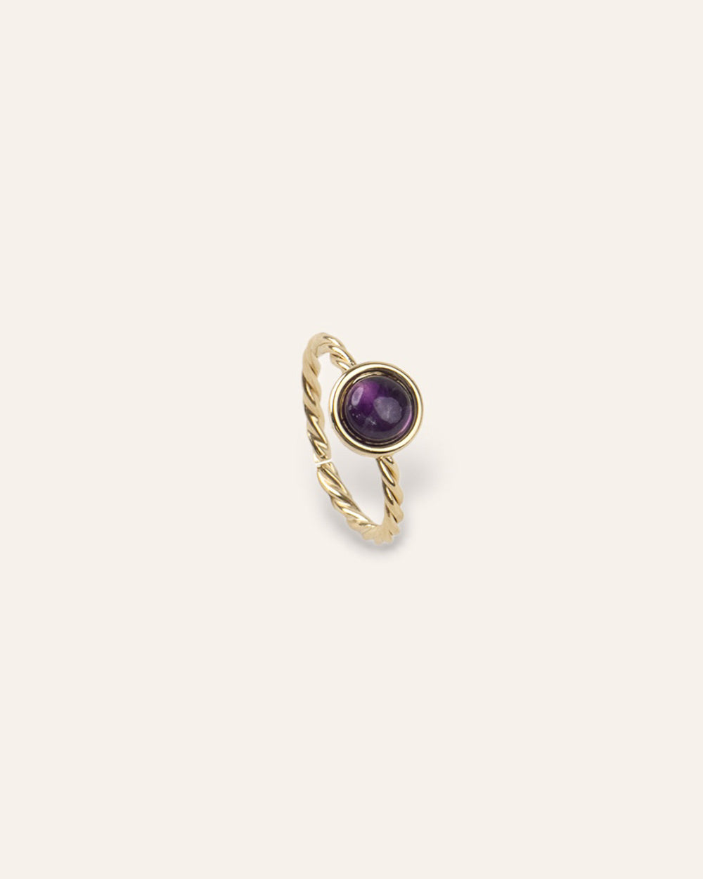 Bague Torsadée Harmonie Pierre de Naissance Février Plaqué Or 18ct / Améthyste