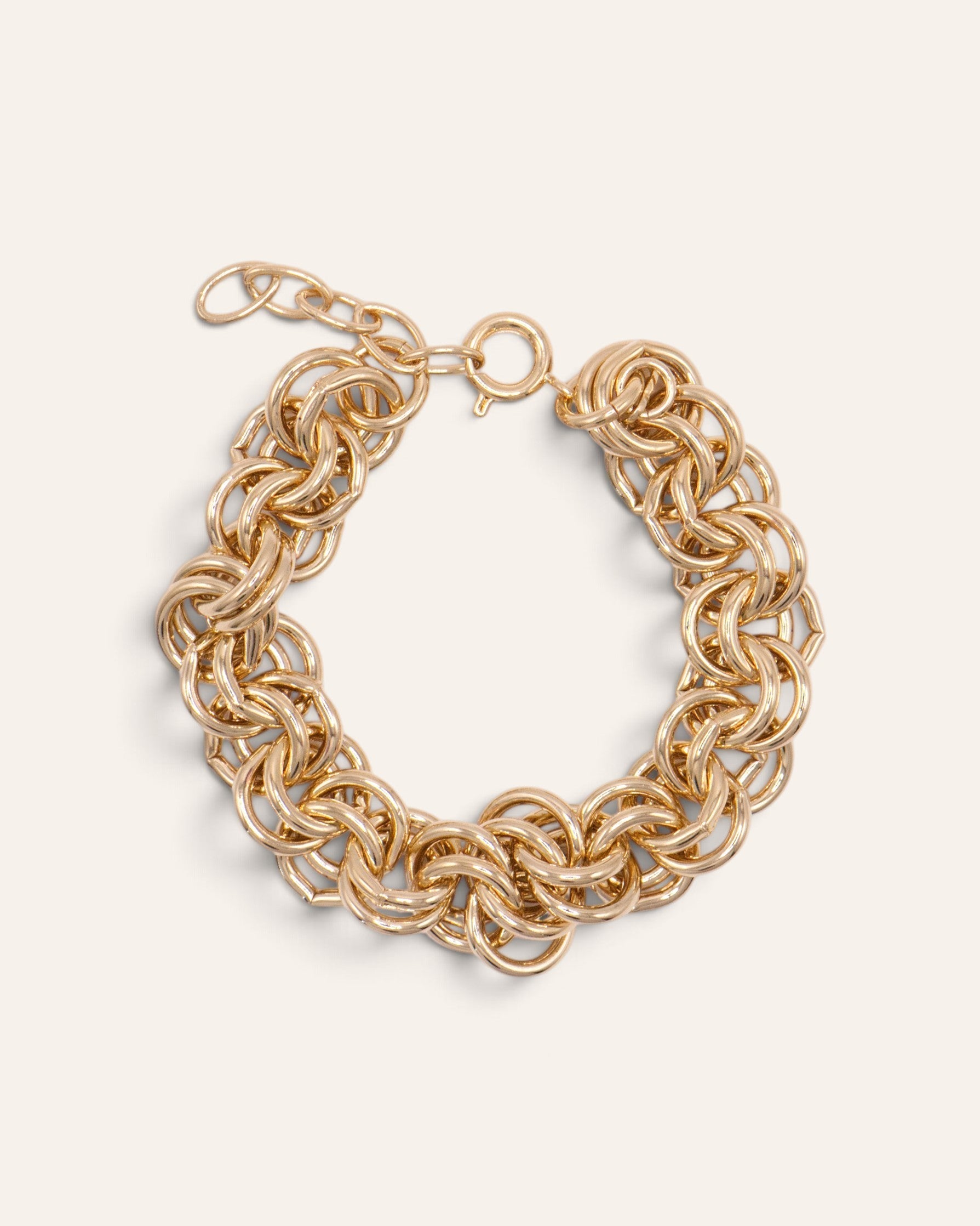 Bracelet Mailles Rondes Grand Serena Doré à l'Or Fin 24ct