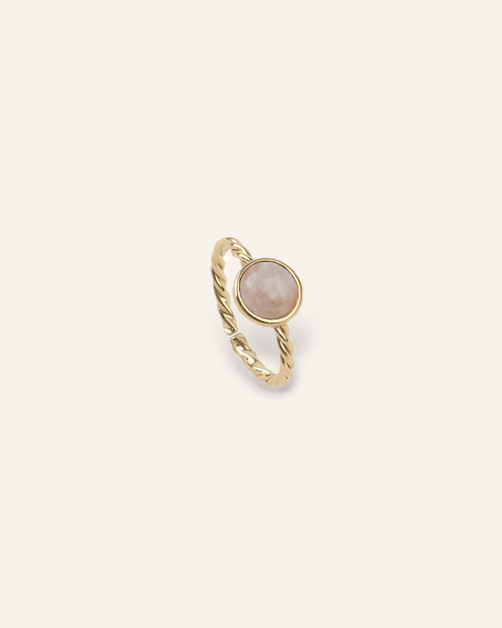 Bague Torsadée Harmonie Pierre de Naissance Avril Plaqué Or 18ct / Pierre de Lune 