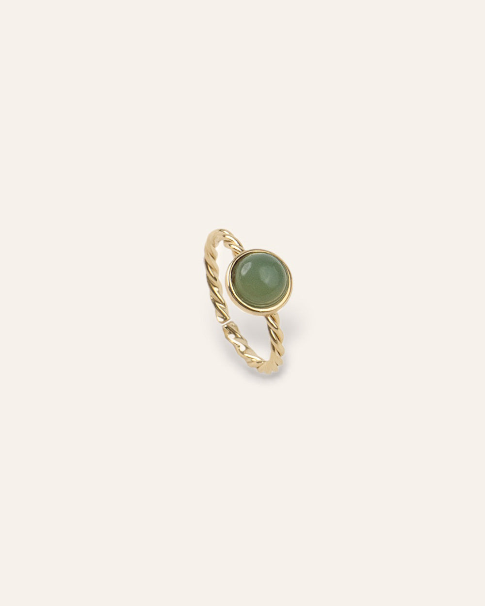 Bague Torsadée Harmonie Pierre de Naissance Mai Plaqué Or 18ct / Calcédoine Verte 