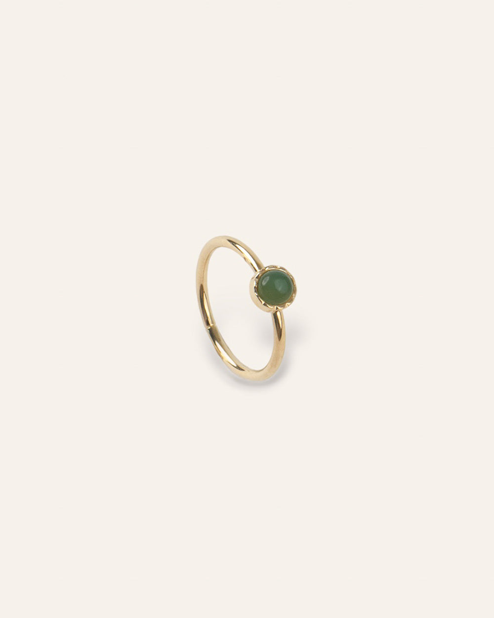 Bague Solitaire Pierre de Naissance Mai Plaqué Or 18ct / Calcédoine Verte 