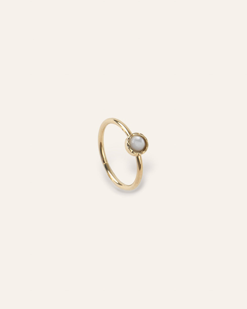 Bague Solitaire Pierre de Naissance Juin Plaqué Or 18ct / Nacre 