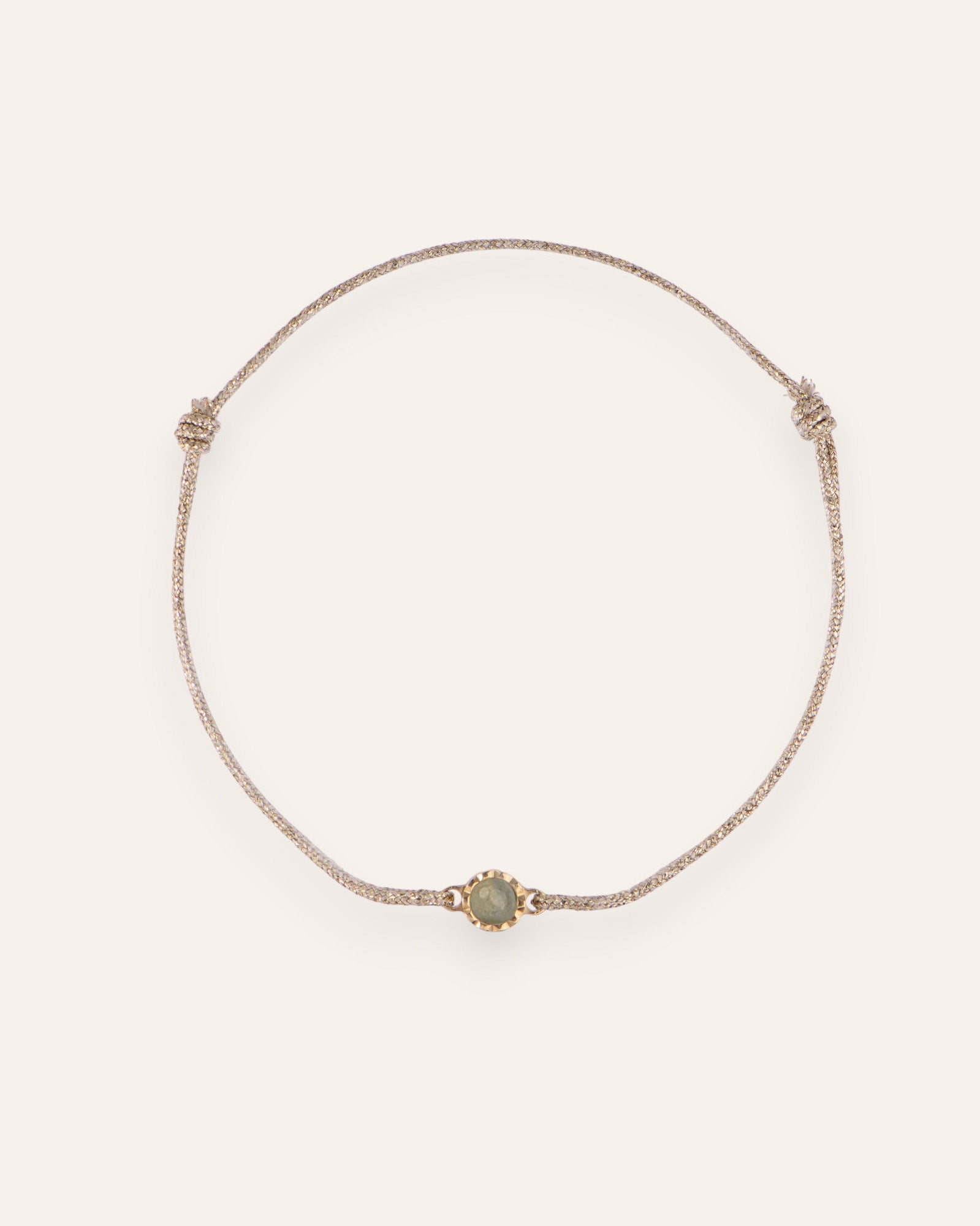 Bracelet Cordon Solitaire Pierre de Naissance Mars Plaqué Or 18ct / Aigue Marine 