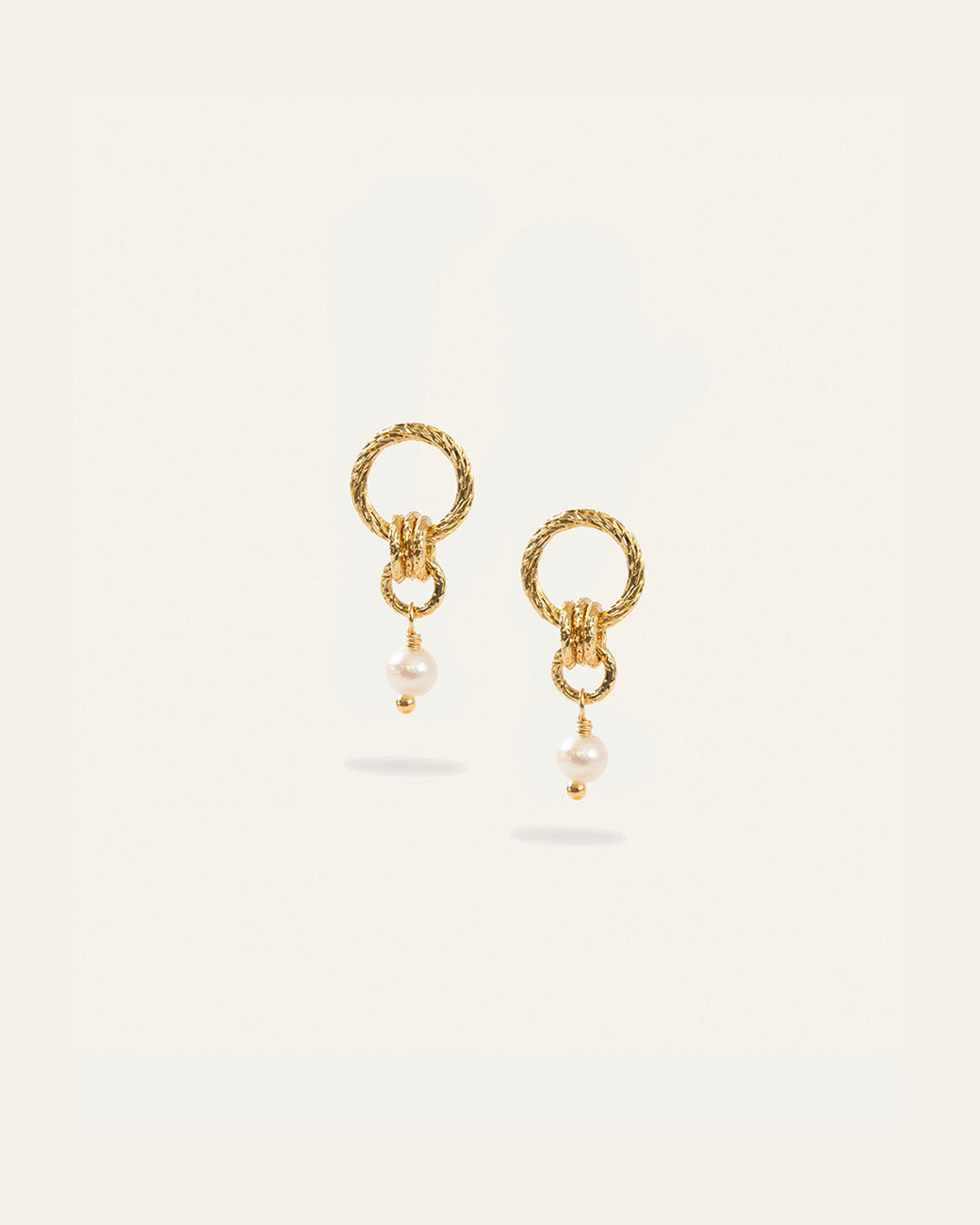 Boucles d'oreilles Anneaux Entrelacés Alice Plaqué Or 18ct / Perle