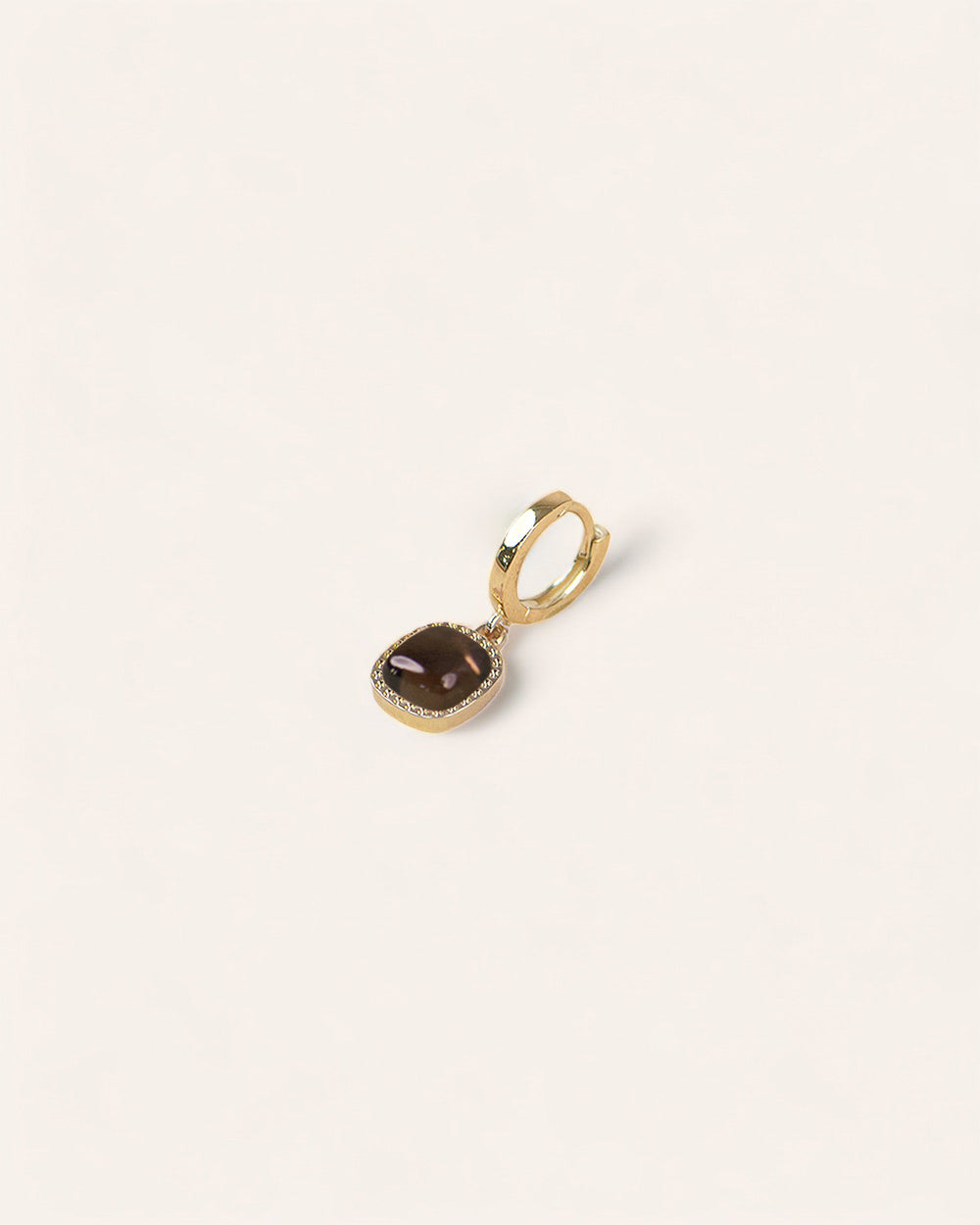 Gia Square Huggie Earring Gold Plated and Smoked Quartz 18k Gold Plated / Smoked Quartz