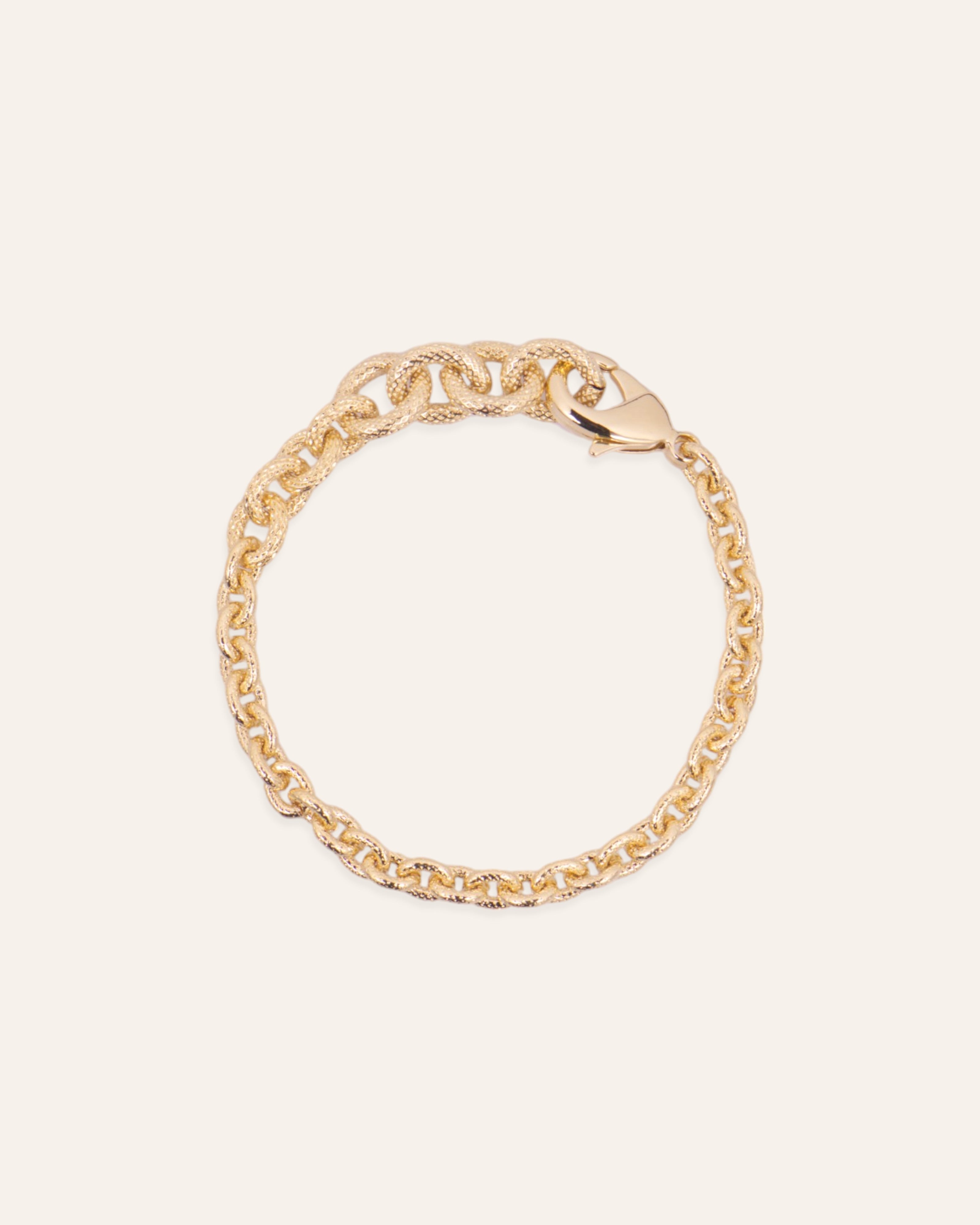 Bracelet Mailles Rondes Texturées Solène Doré à l'Or Fin 24ct