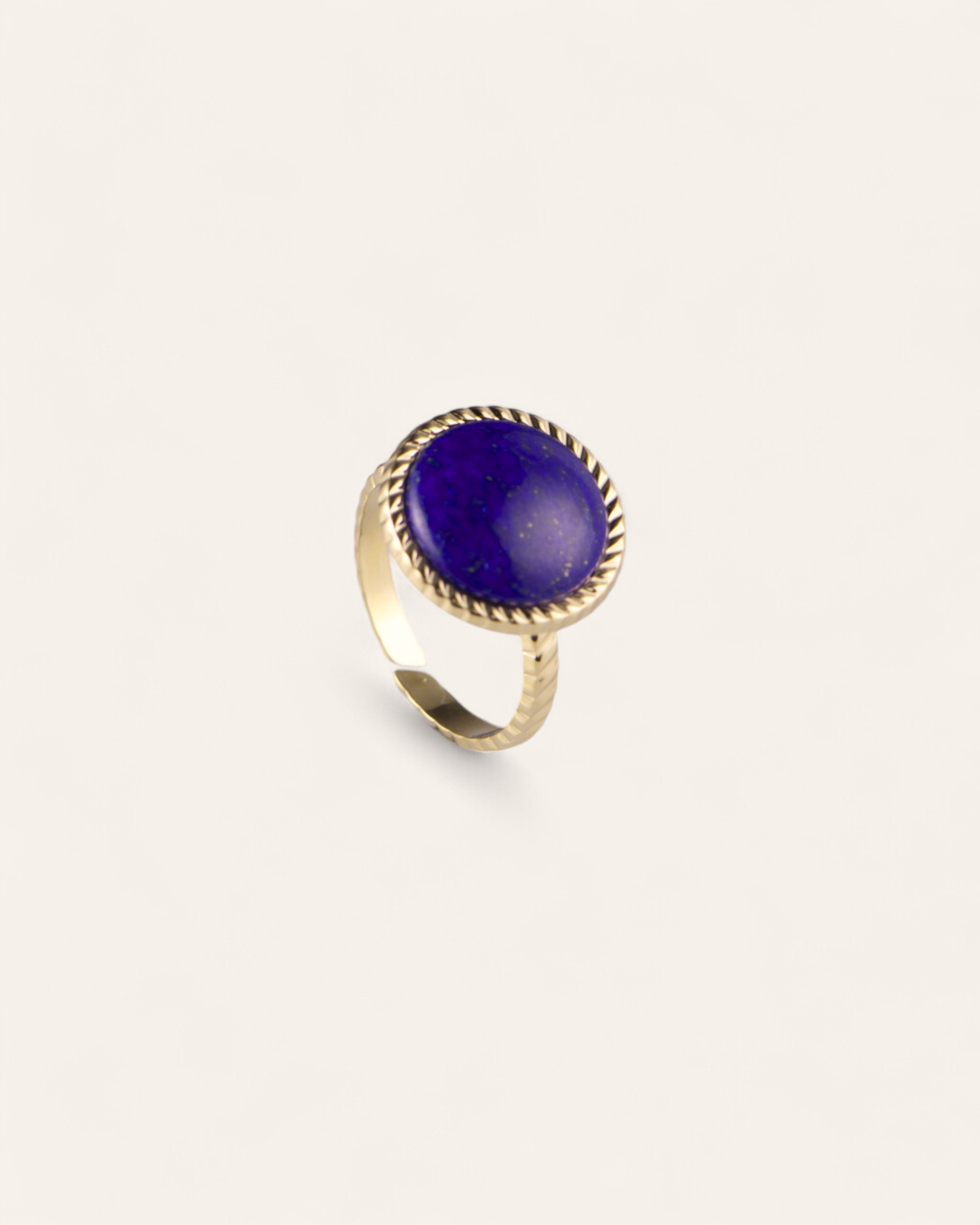 Bague Grosse Pierre Nomade Plaqué Or 18ct / Lapis Lazuli