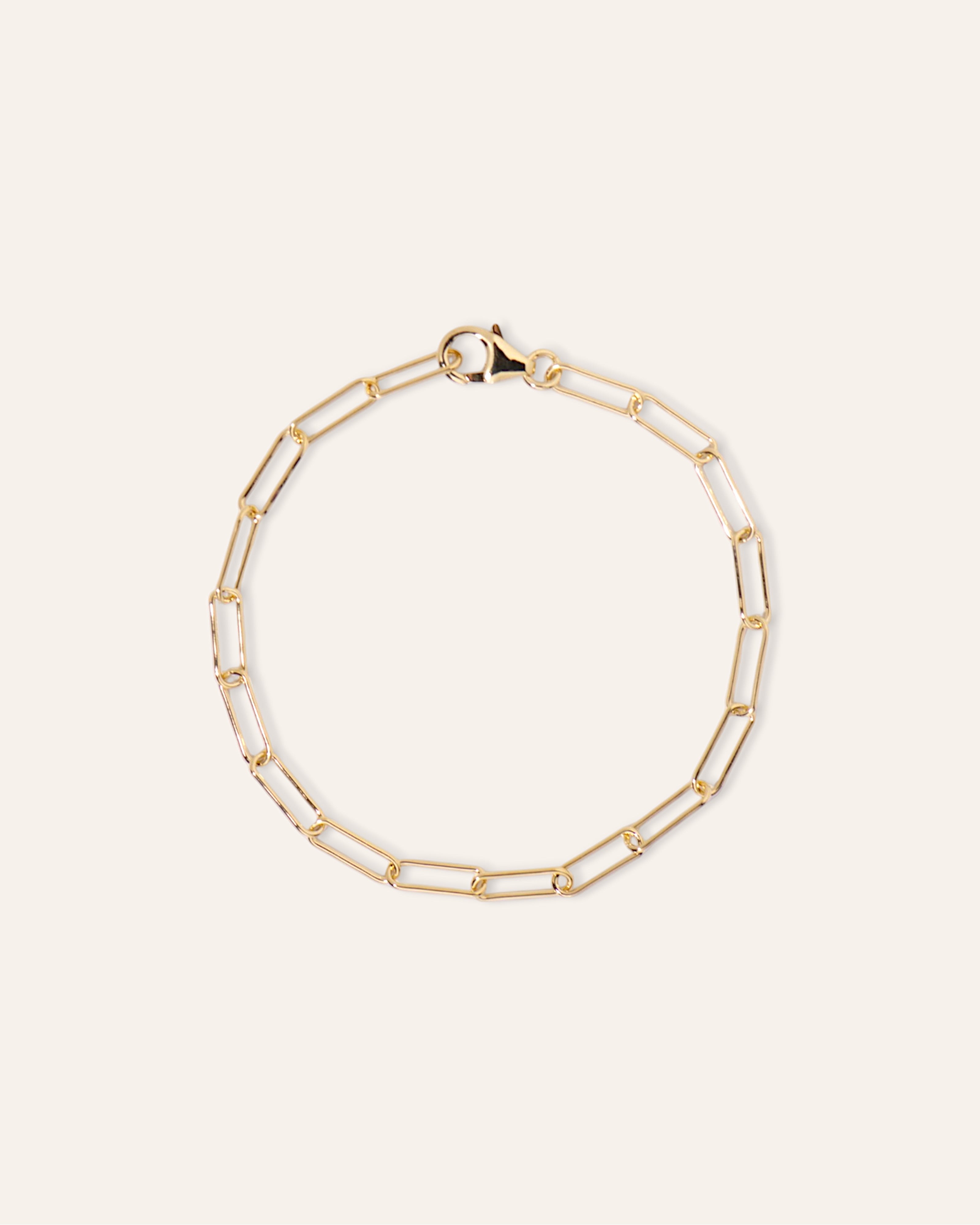 Bracelet Chaîne Rectangle Lana Doré à l'Or Fin 18ct
