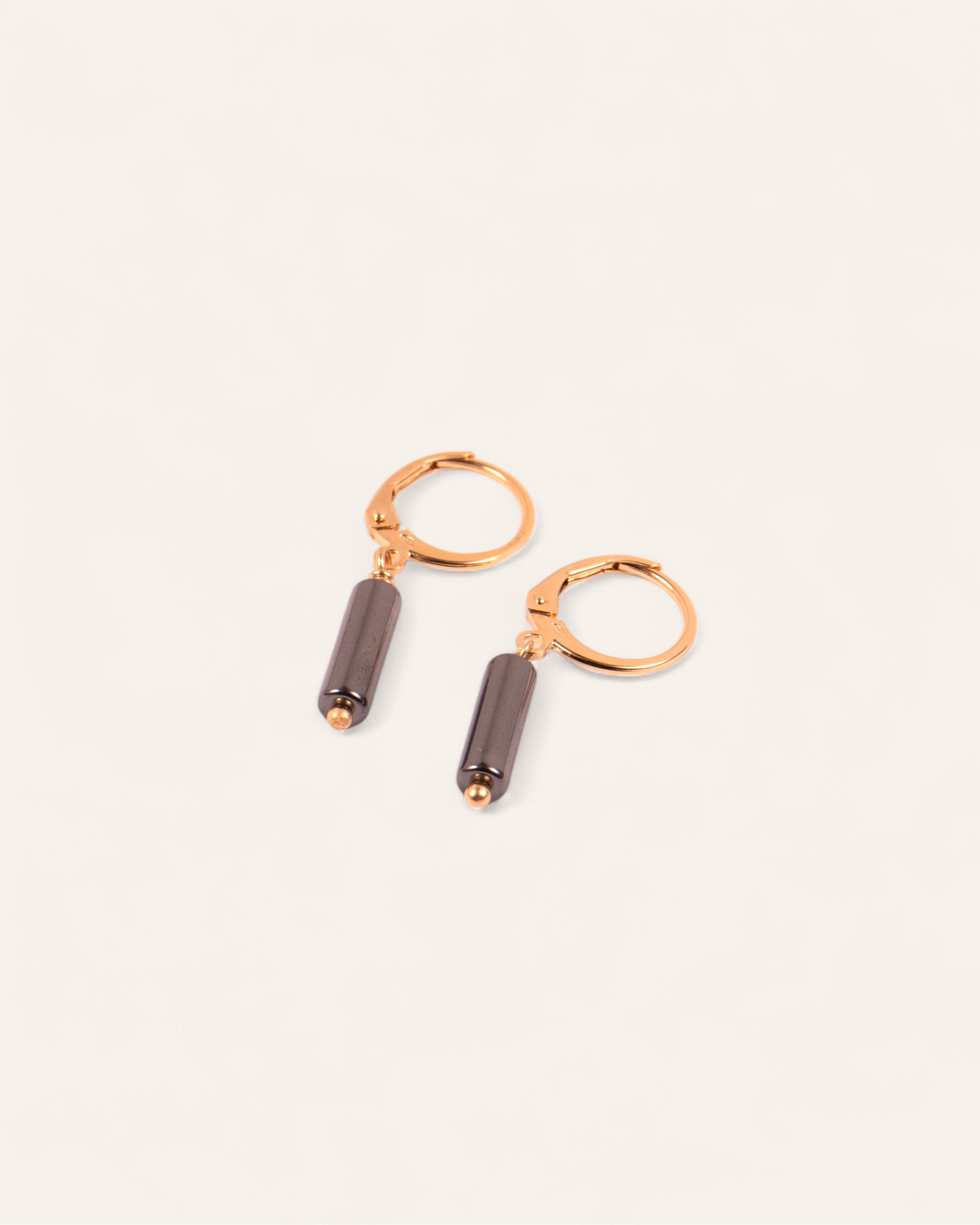Boucles d'oreilles Biba Doré à l'Or Fin 24ct / Hématite
