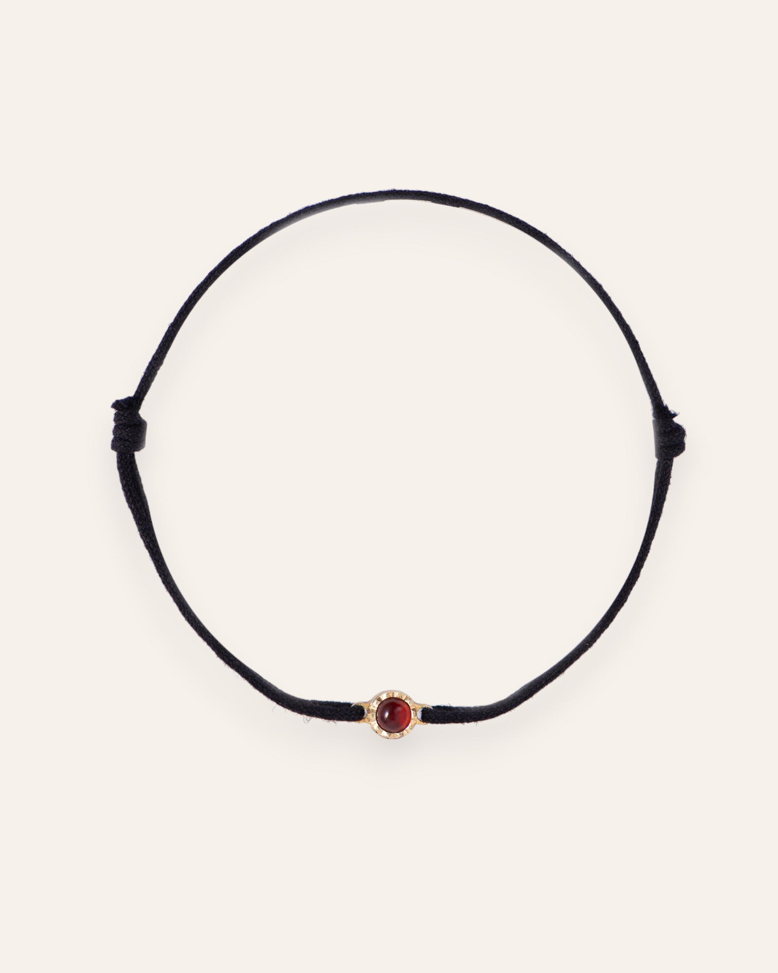 Bracelet Cordon Solitaire Pierre de Naissance Janvier Plaqué Or 18ct / Grenat 