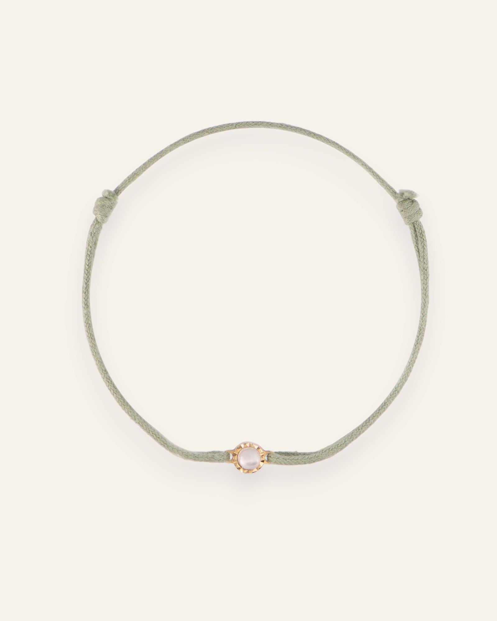 Bracelet Cordon Solitaire Pierre de Naissance Juin Plaqué Or 18ct / Nacre 