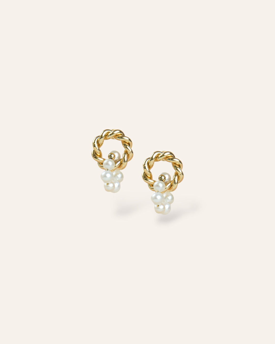 Boucles d'oreilles Torsadées Nyra Plaqué Or 18ct / Perle