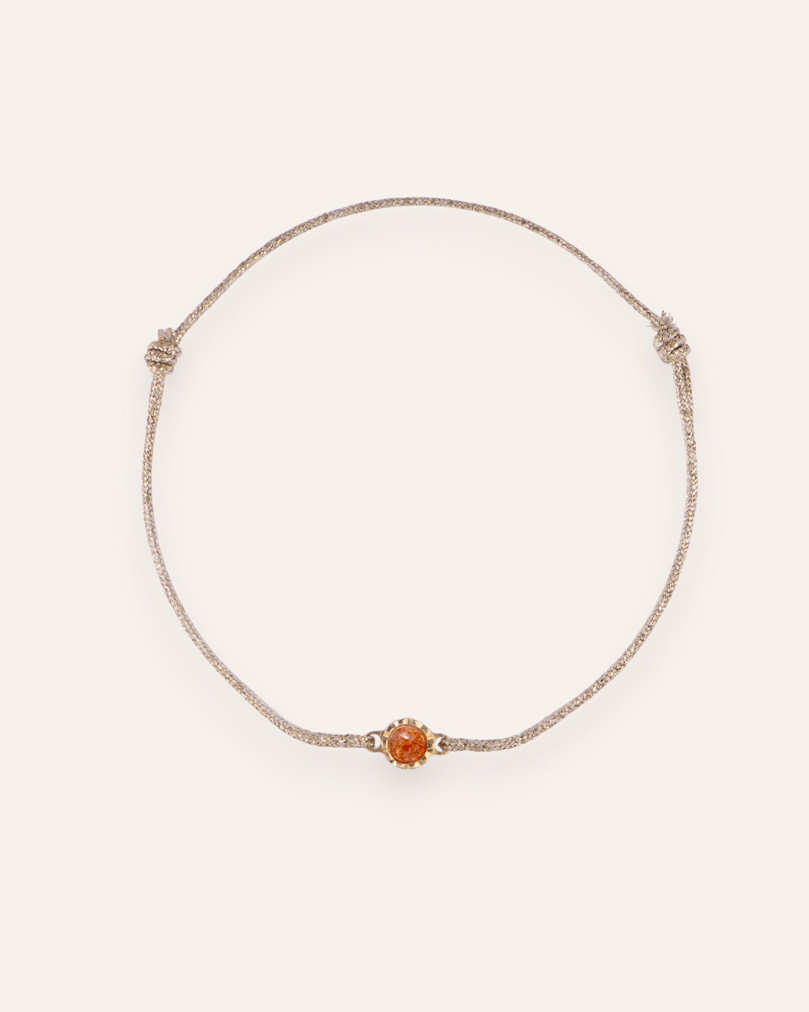 Bracelet Cordon Solitaire Pierre de Naissance Juillet Plaqué Or 18ct / Pierre de Soleil 