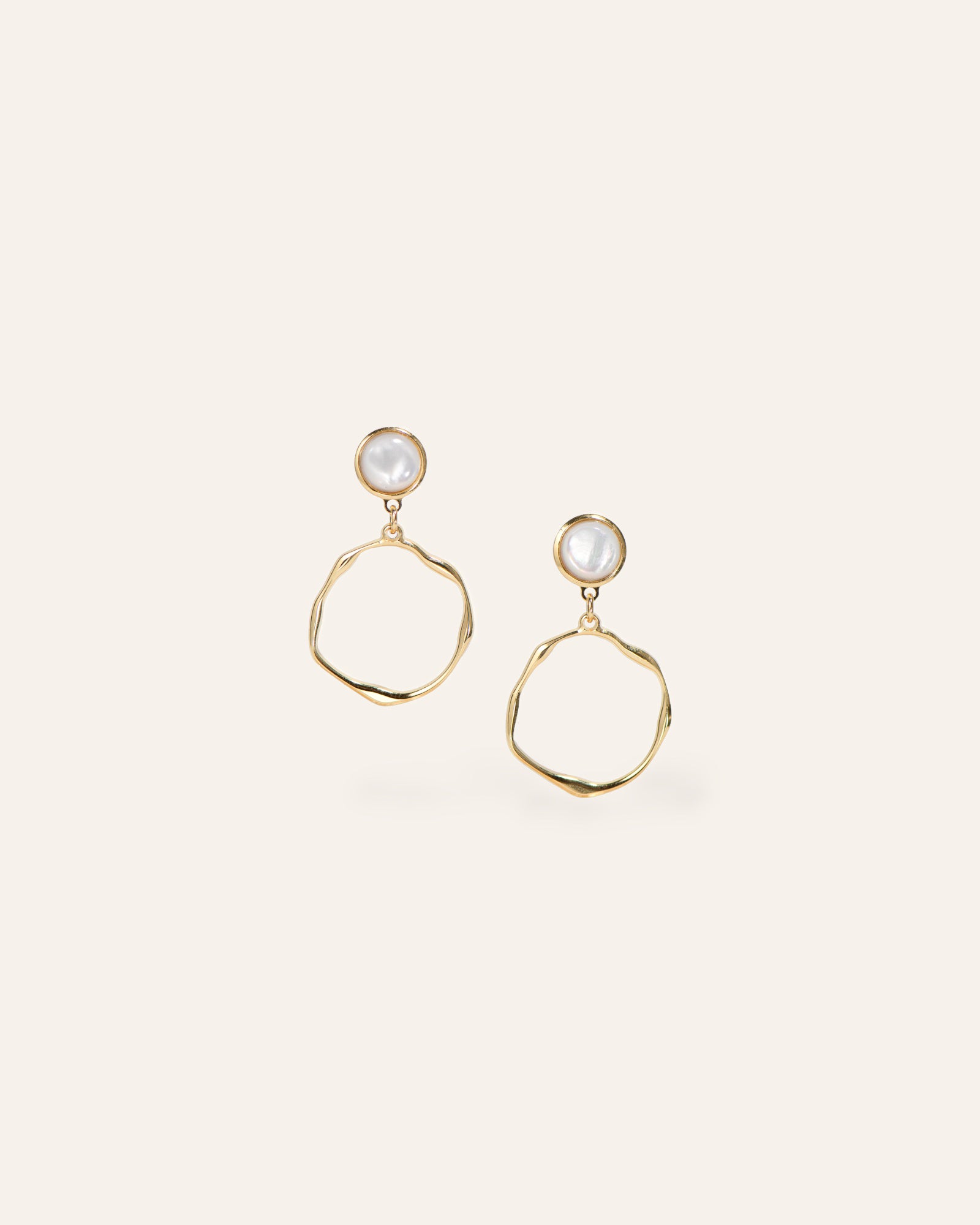 Boucles d'oreilles Pendantes Rondes Clarisse Plaqué Or 18ct / Perle