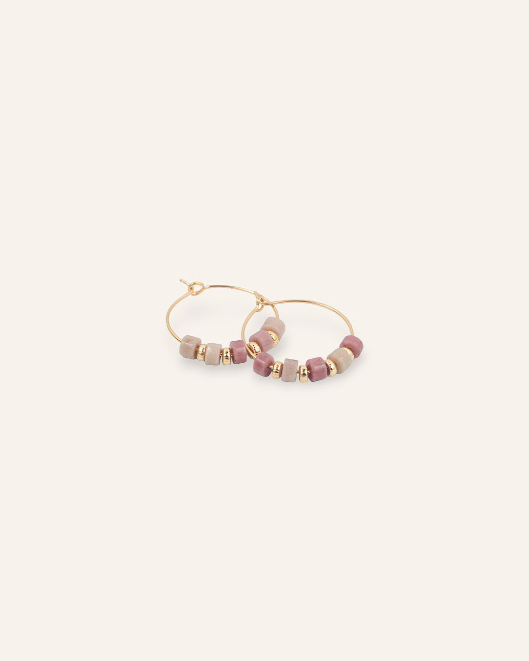 Créoles Fines Adriana Plaqué Or 18ct / Rhodonite