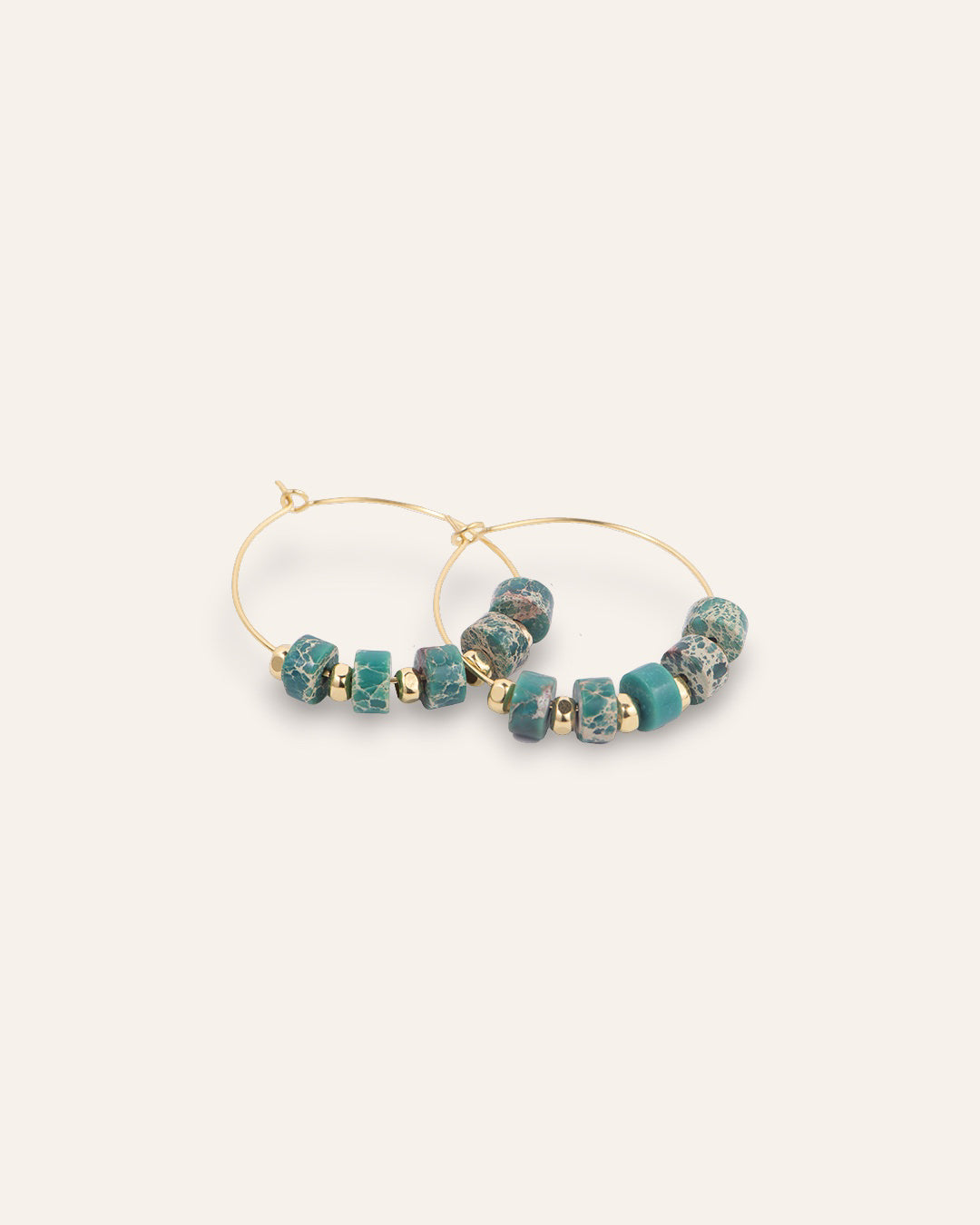 Adriana Big Thin Hoop Earrings 18k Gold Plated / Jasper