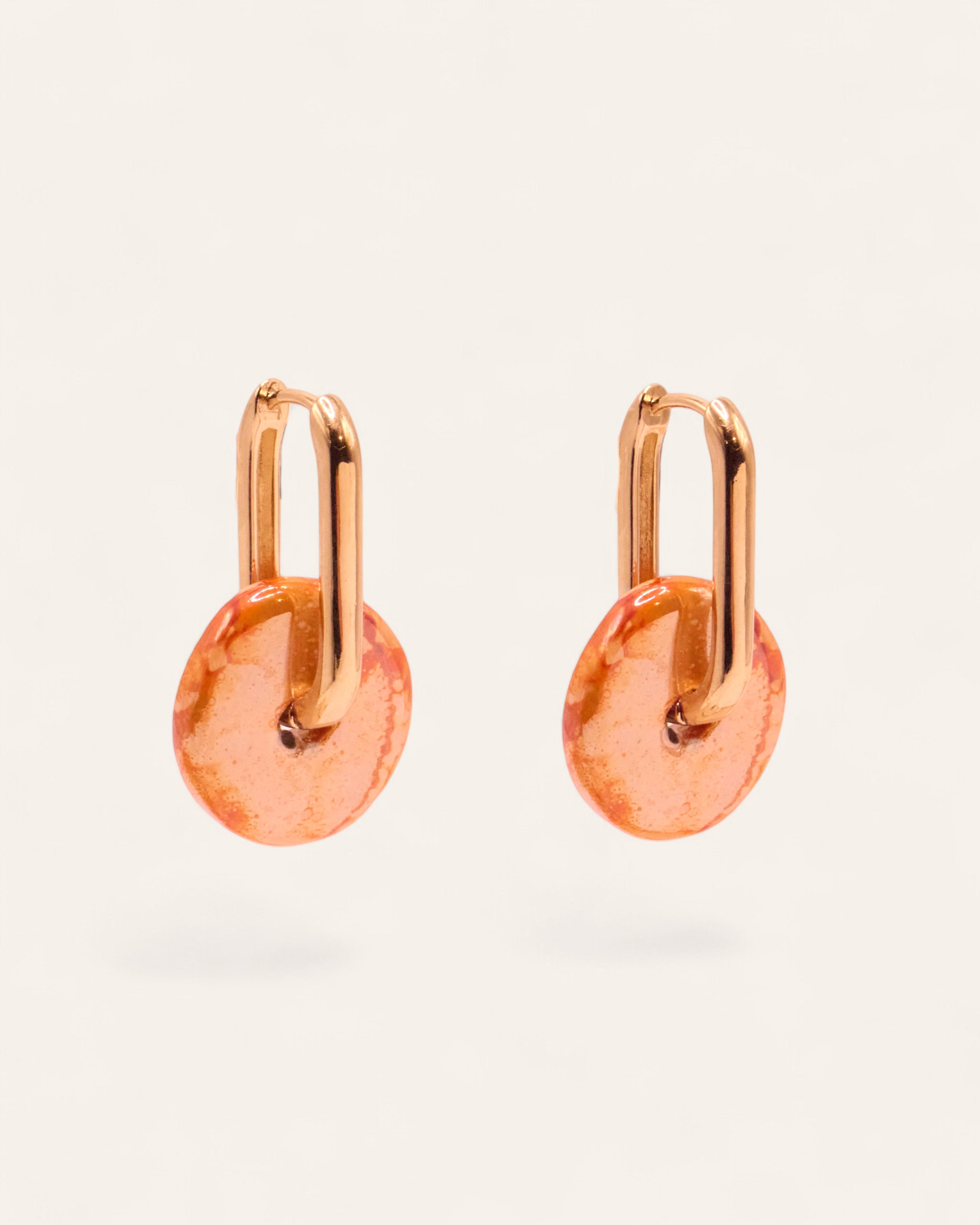 Boucles d'oreilles Céramique Aurélia Doré à l'Or Fin 24ct / Orange