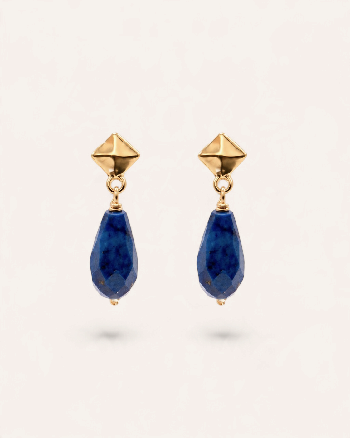 Boucles d'oreilles Gouttes Ruth Doré à l'Or Fin 24ct / Lapis Lazuli