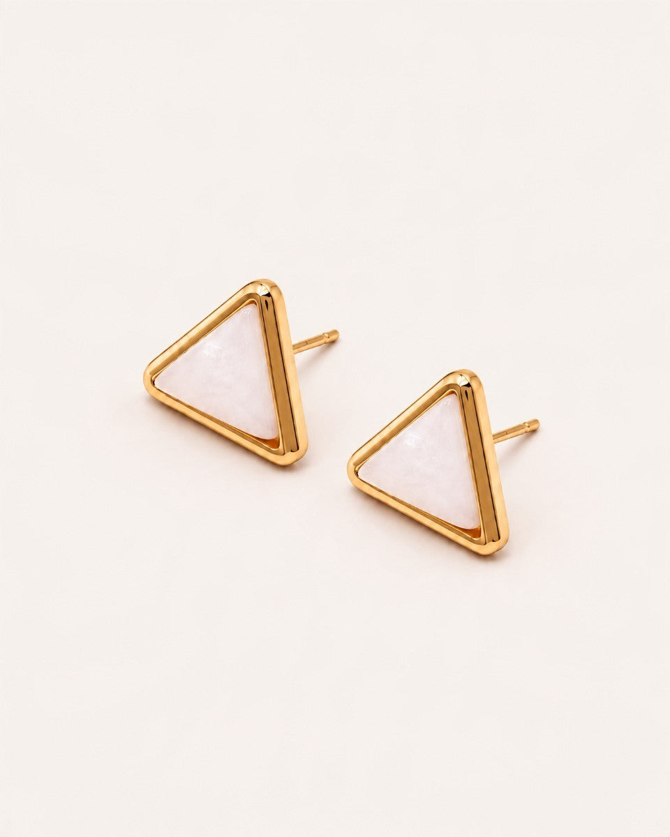 Boucles d'oreilles Puces Roma Doré à l'Or Fin 24ct / Nacre