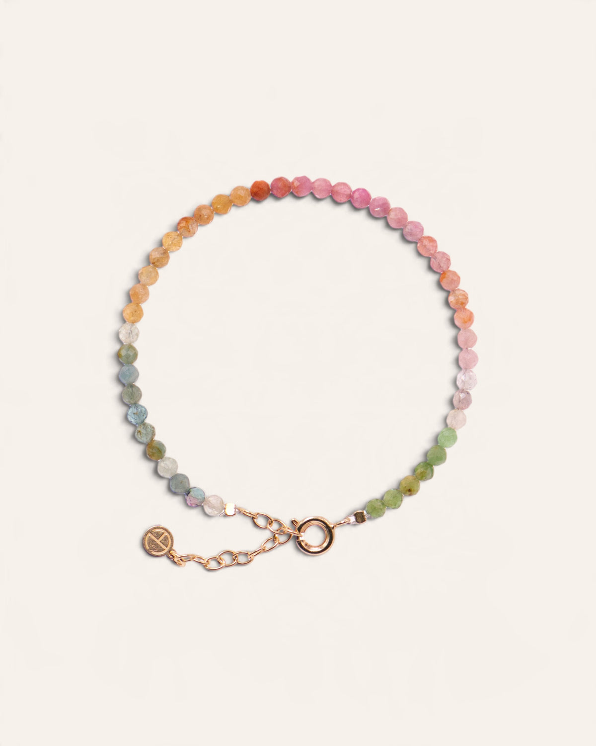 Bracelet Multi-Pierres Cléo Doré à l'Or Fin 24ct / Tourmaline