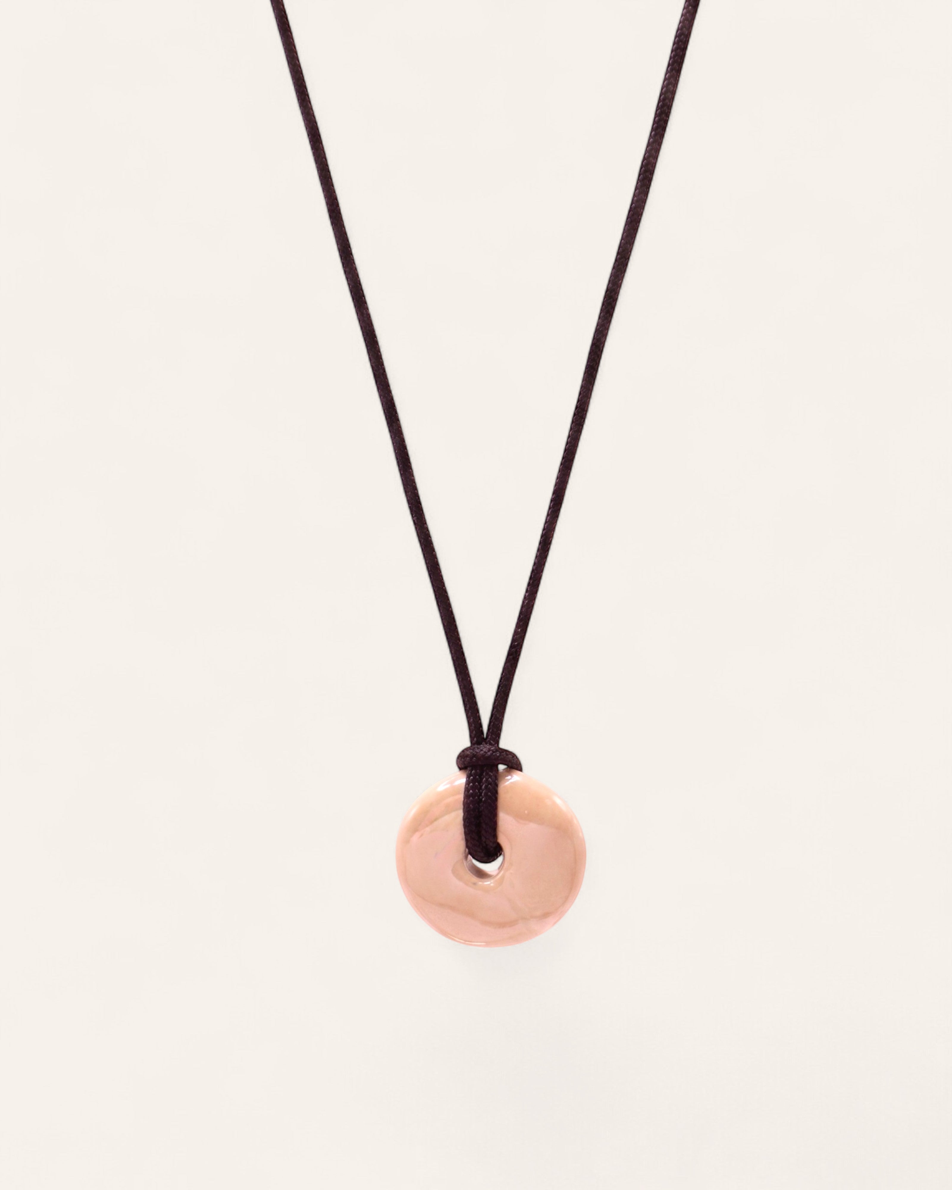 Collier Cordon Disque Céramique Aurélia Blanc