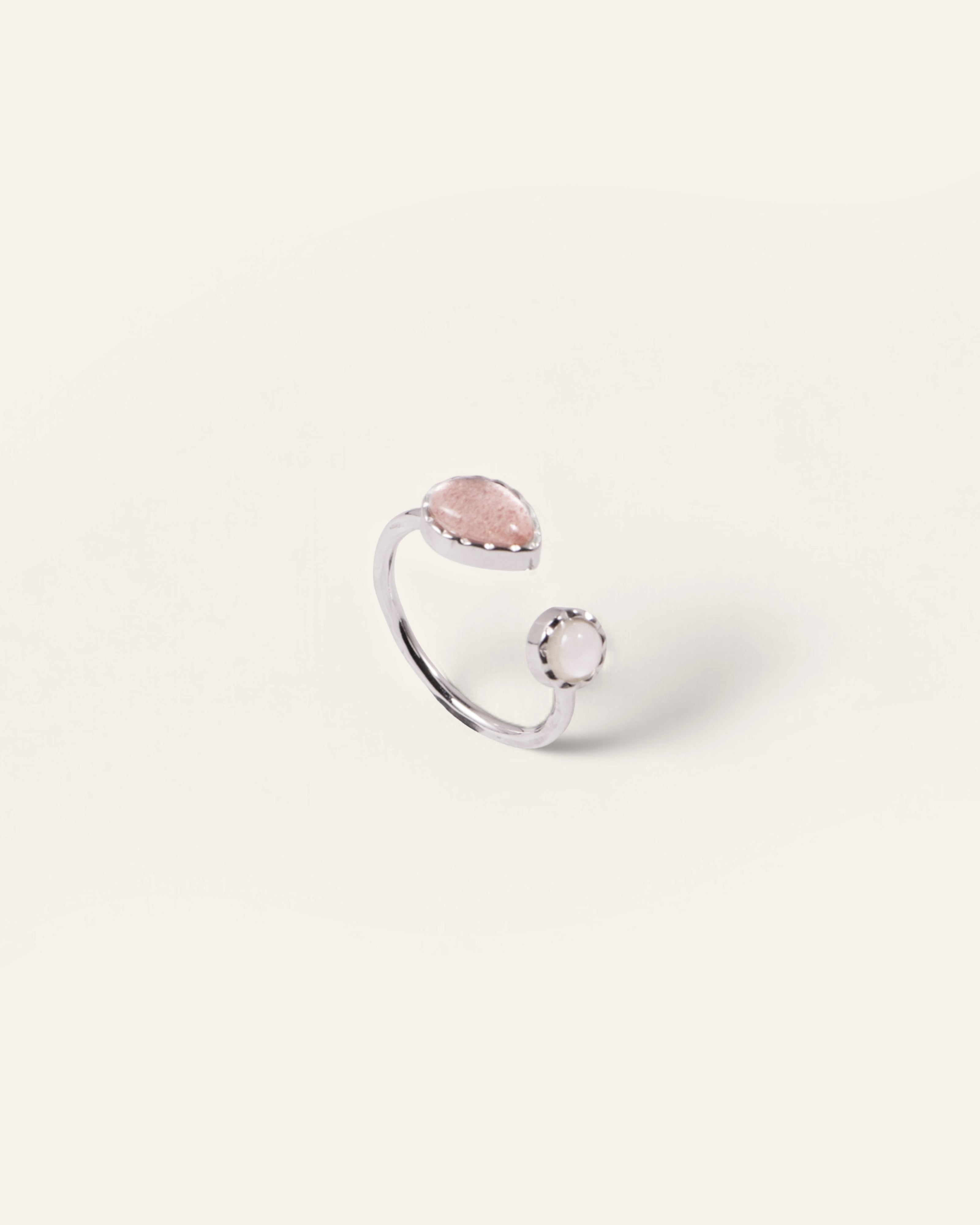 Bague en Quartz Elena Argent 925 / Quartz framboise et Nacre