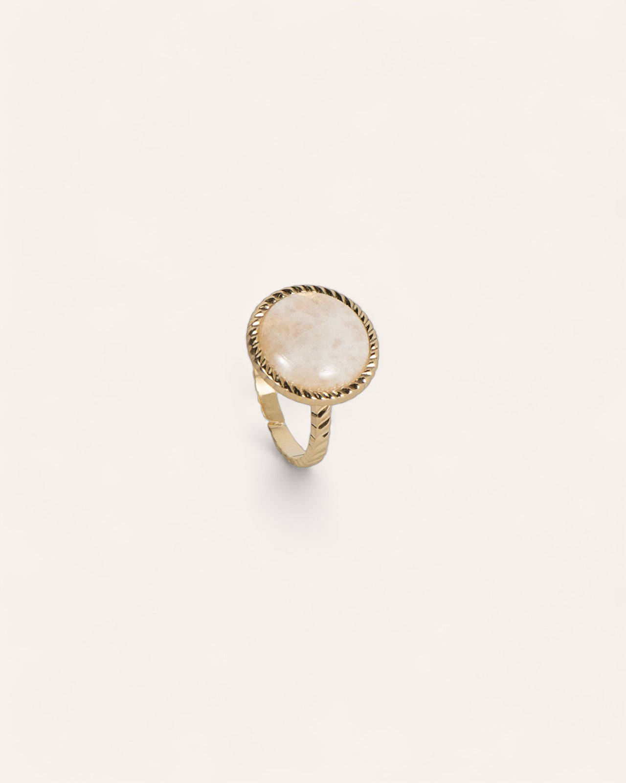 Bague Grosse Pierre Nomade Plaqué Or 18ct / Pierre de Lune 