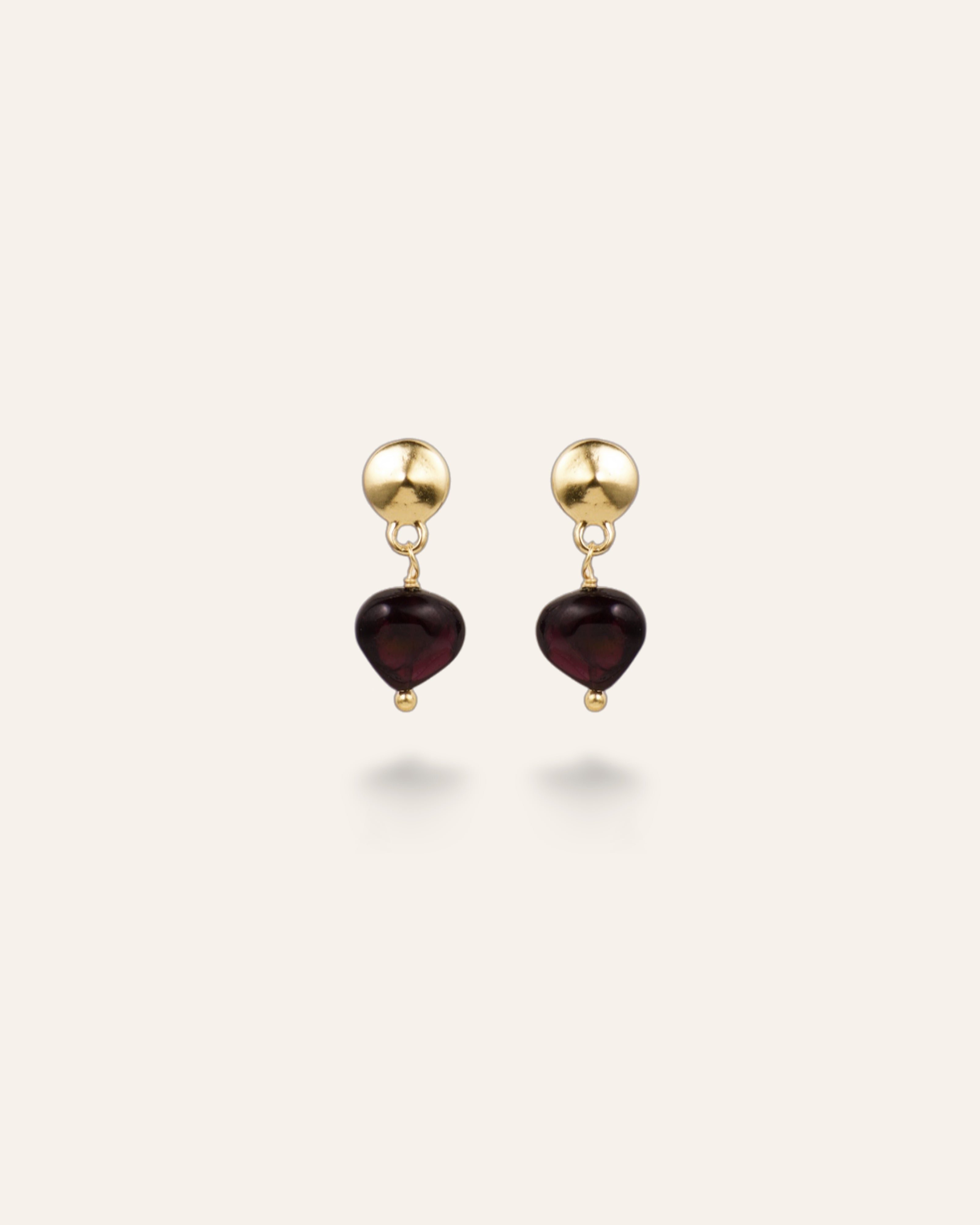 Boucles d'oreilles Pendantes Adriana Doré à l'Or Fin 24ct / Grenat