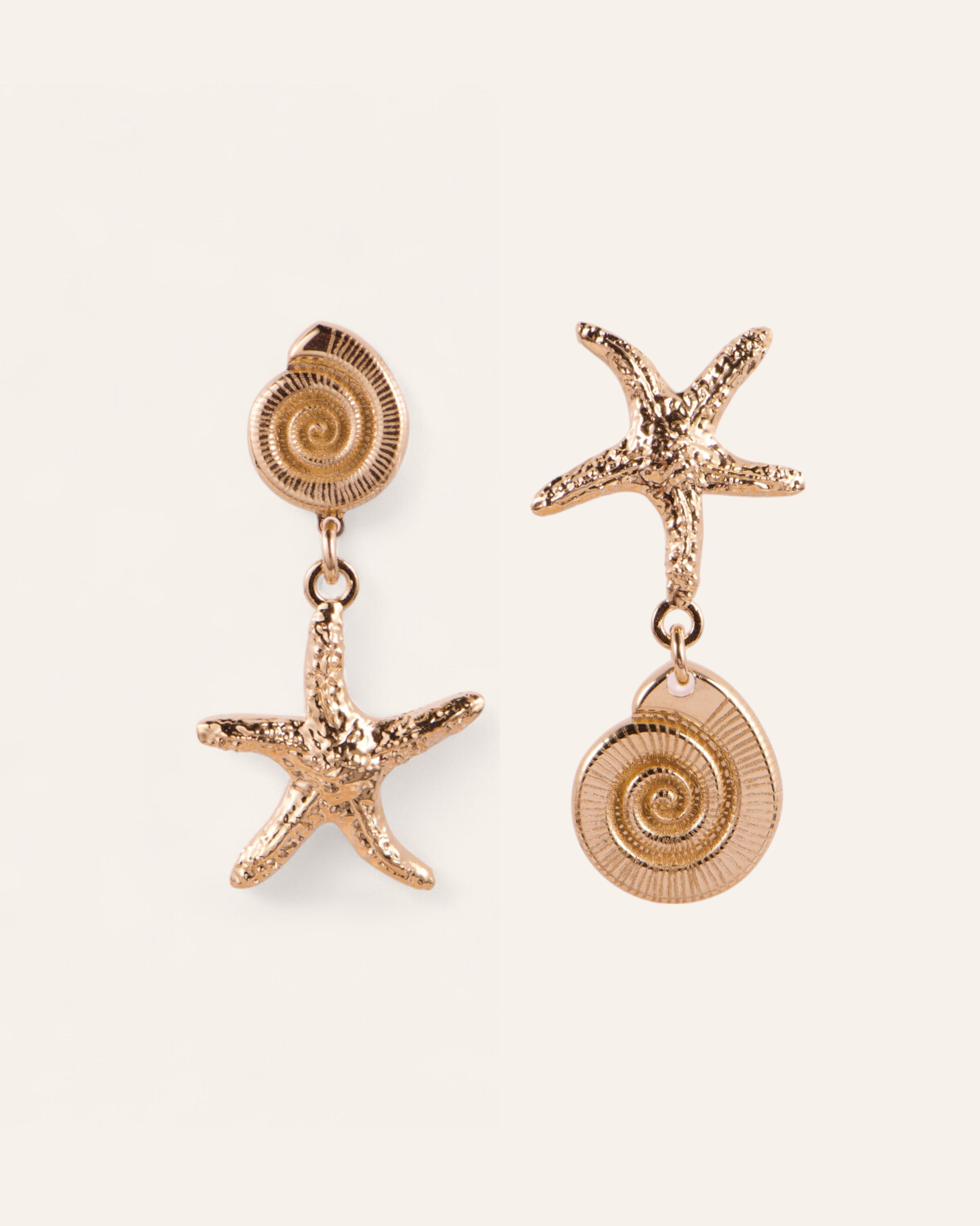Boucles d'oreilles Asymétriques Calypso Plaqué Or 18ct / Perle