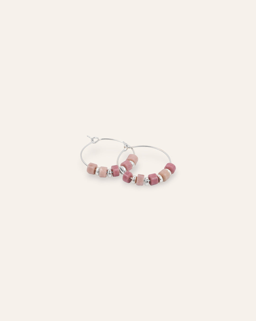Créoles Fines Adriana Argent 925 / Rhodonite