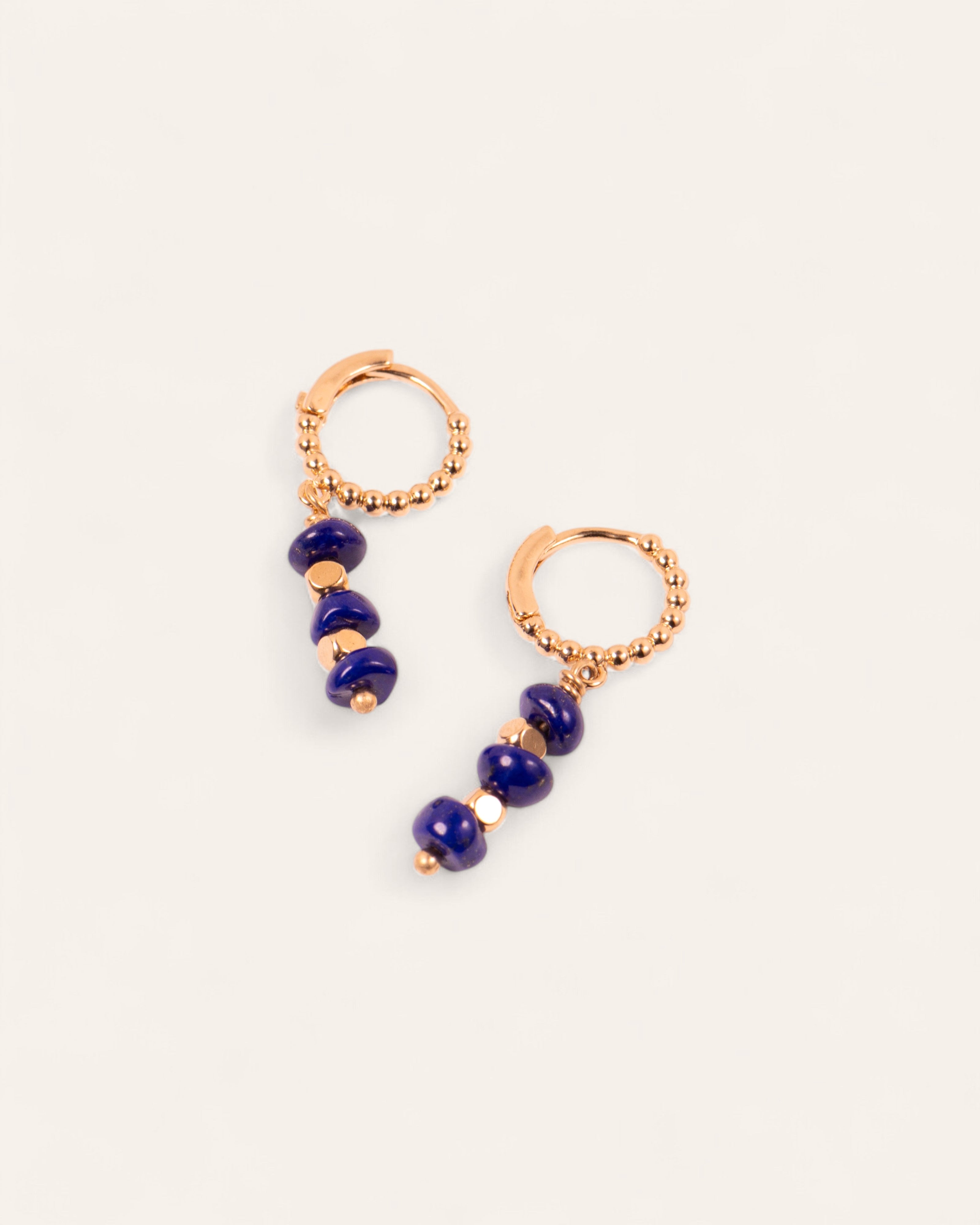 Dormeuses Pendantes Ady Doré à l'Or Fin 24ct / Lapis Lazuli