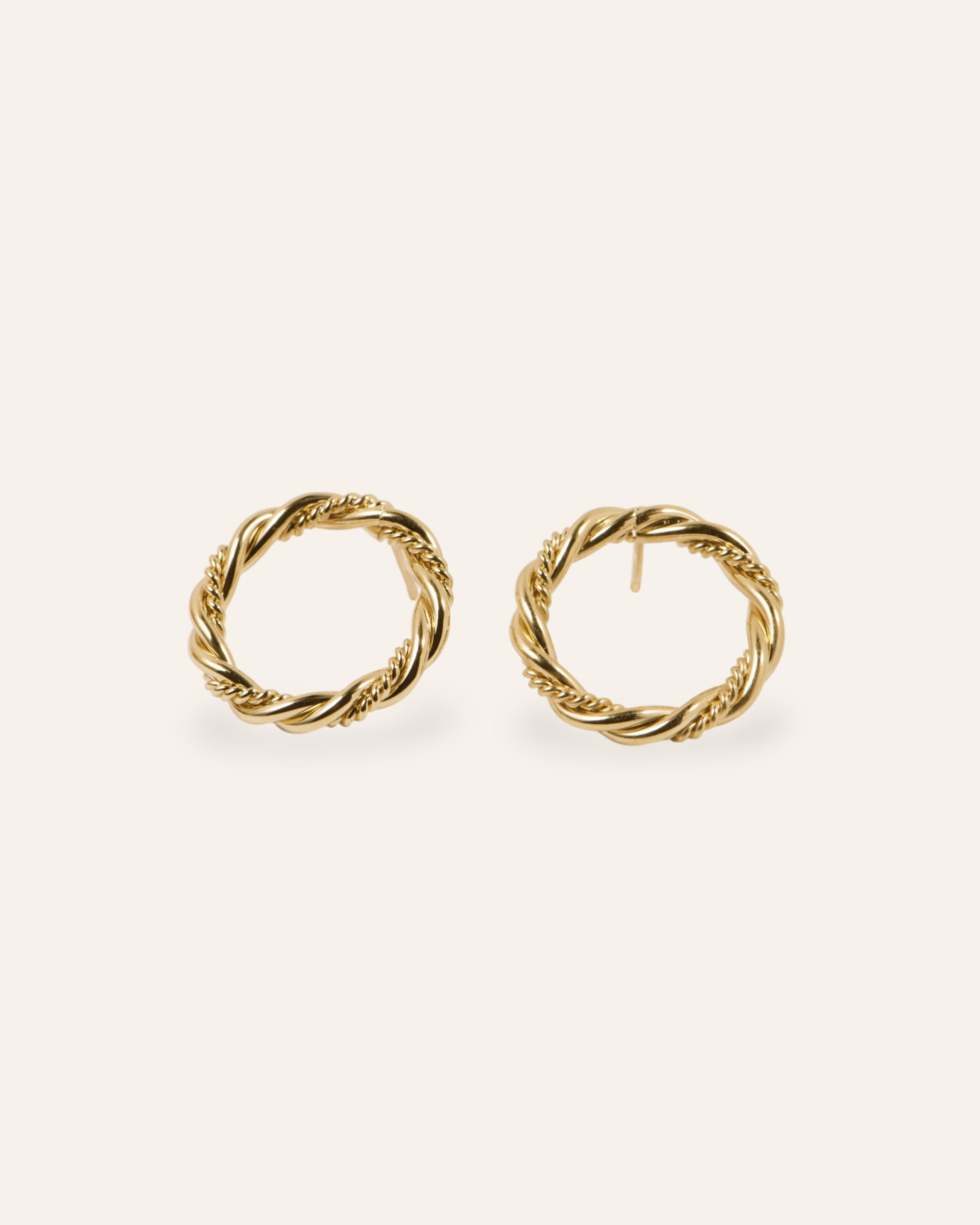 Boucles d'oreilles Torsadées Laurane Doré à l'Or Fin 24ct