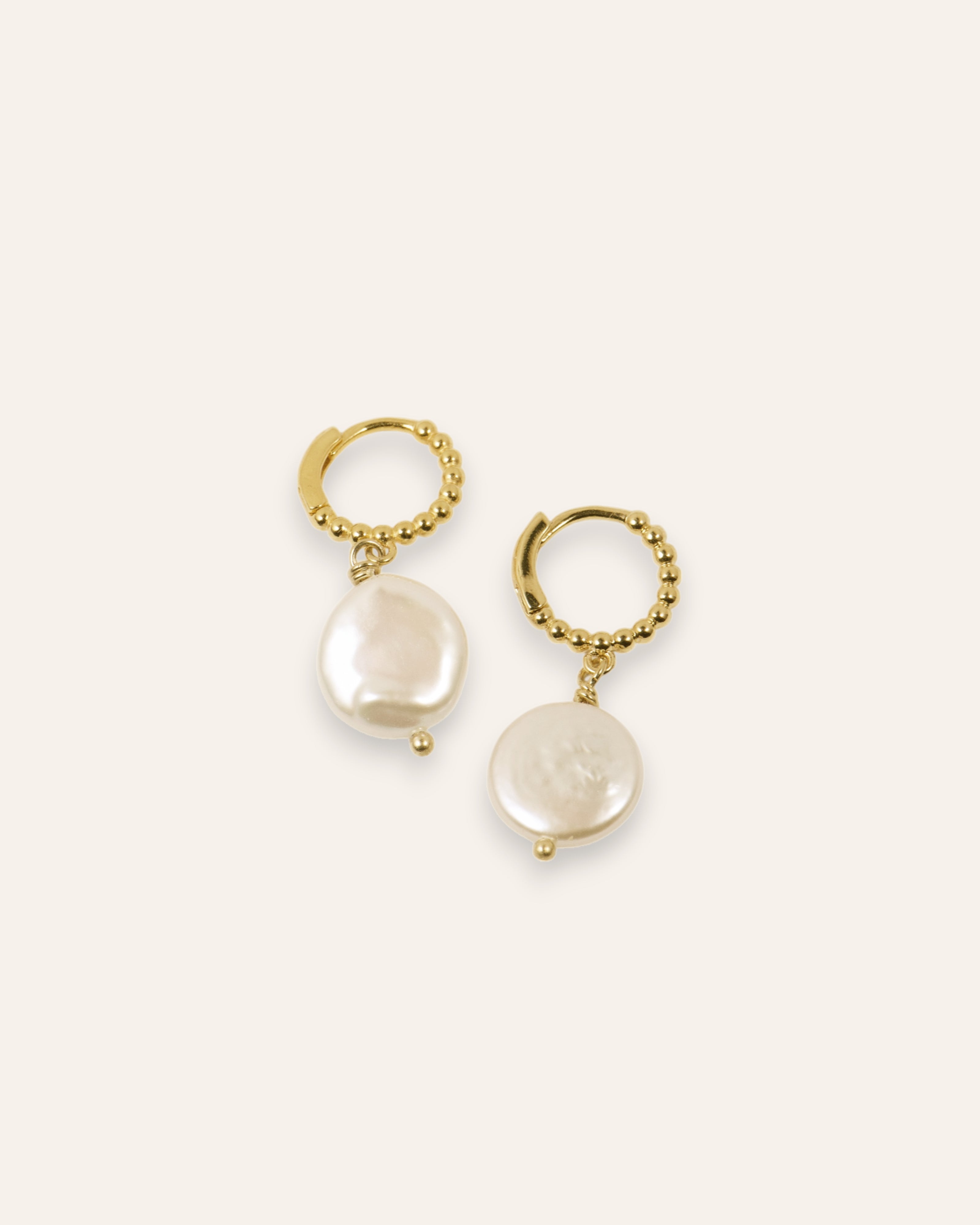 Boucles d'oreilles Dormeuses en Perle Pippa Doré à l'Or Fin 24ct