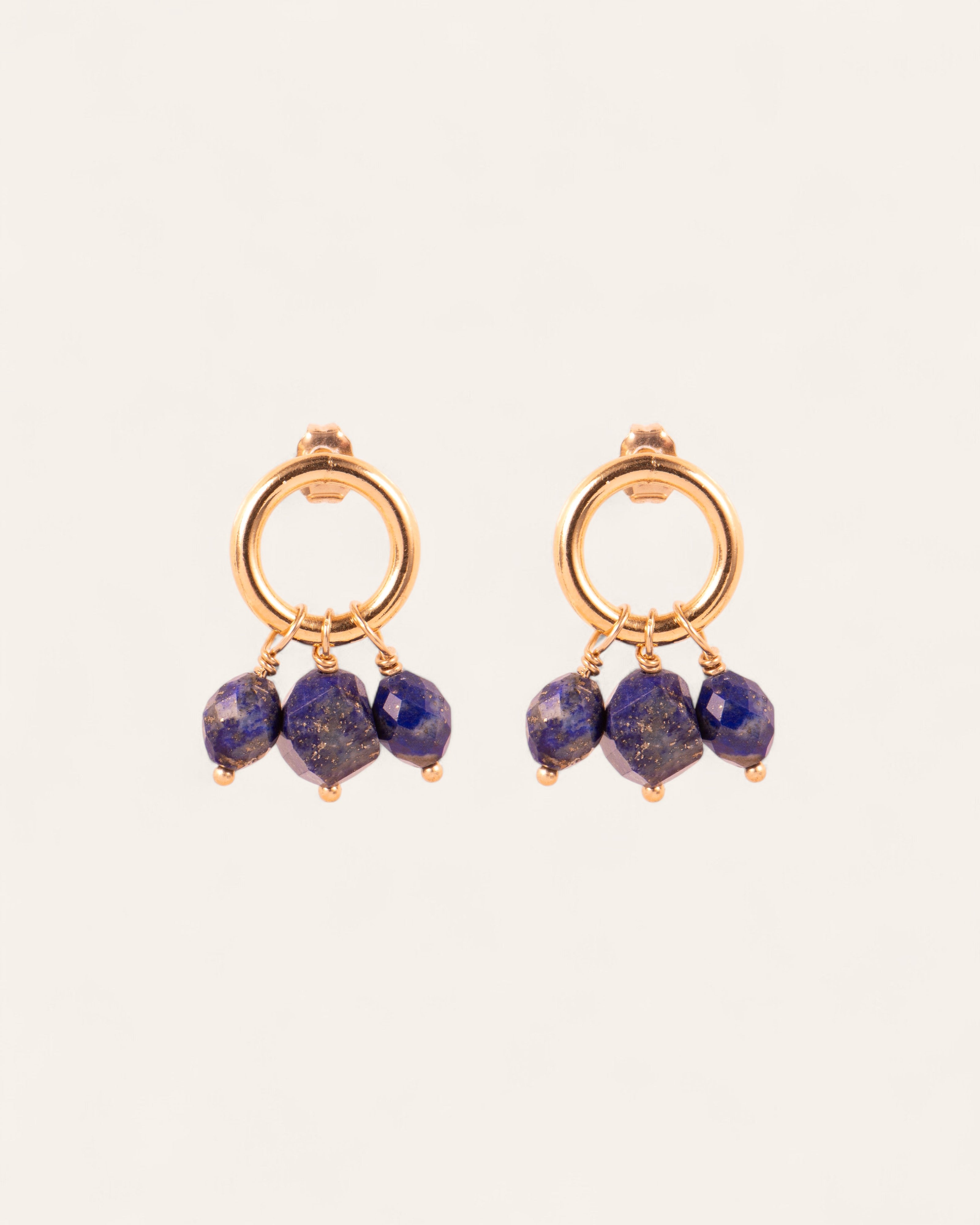 Boucles d'oreilles Pierres Naturelles Elvira Plaqué Or 18ct / Lapis Lazuli